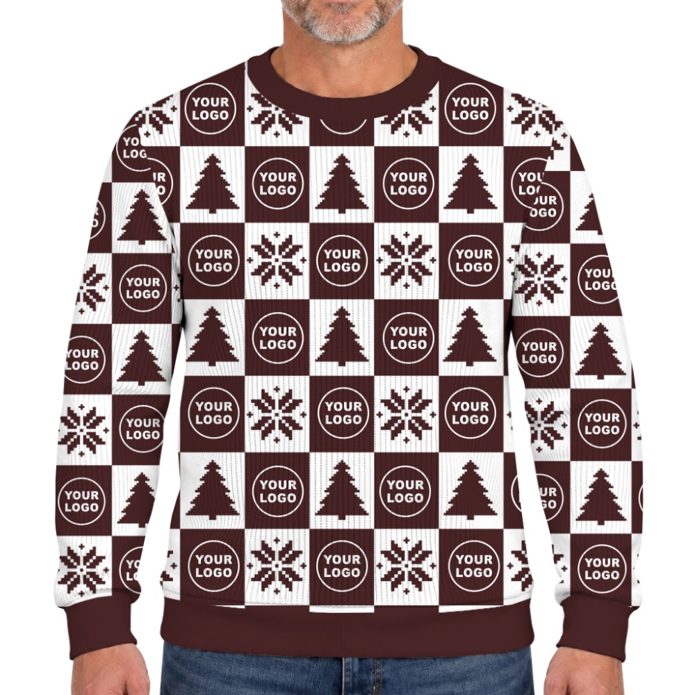 Custom Logo Or Face Checkerboard Ugly Christmas Soft Sweater 4