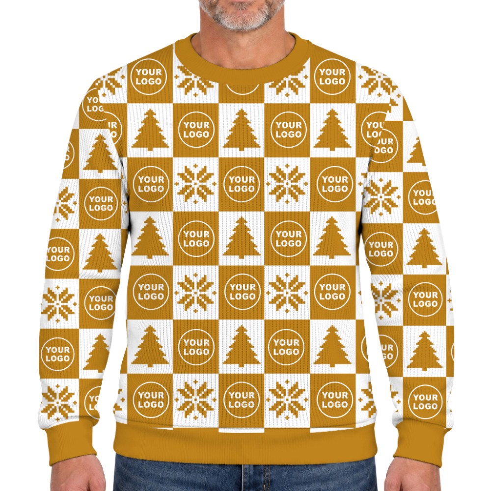 Custom Logo Or Face Checkerboard Ugly Christmas Soft Sweater 5