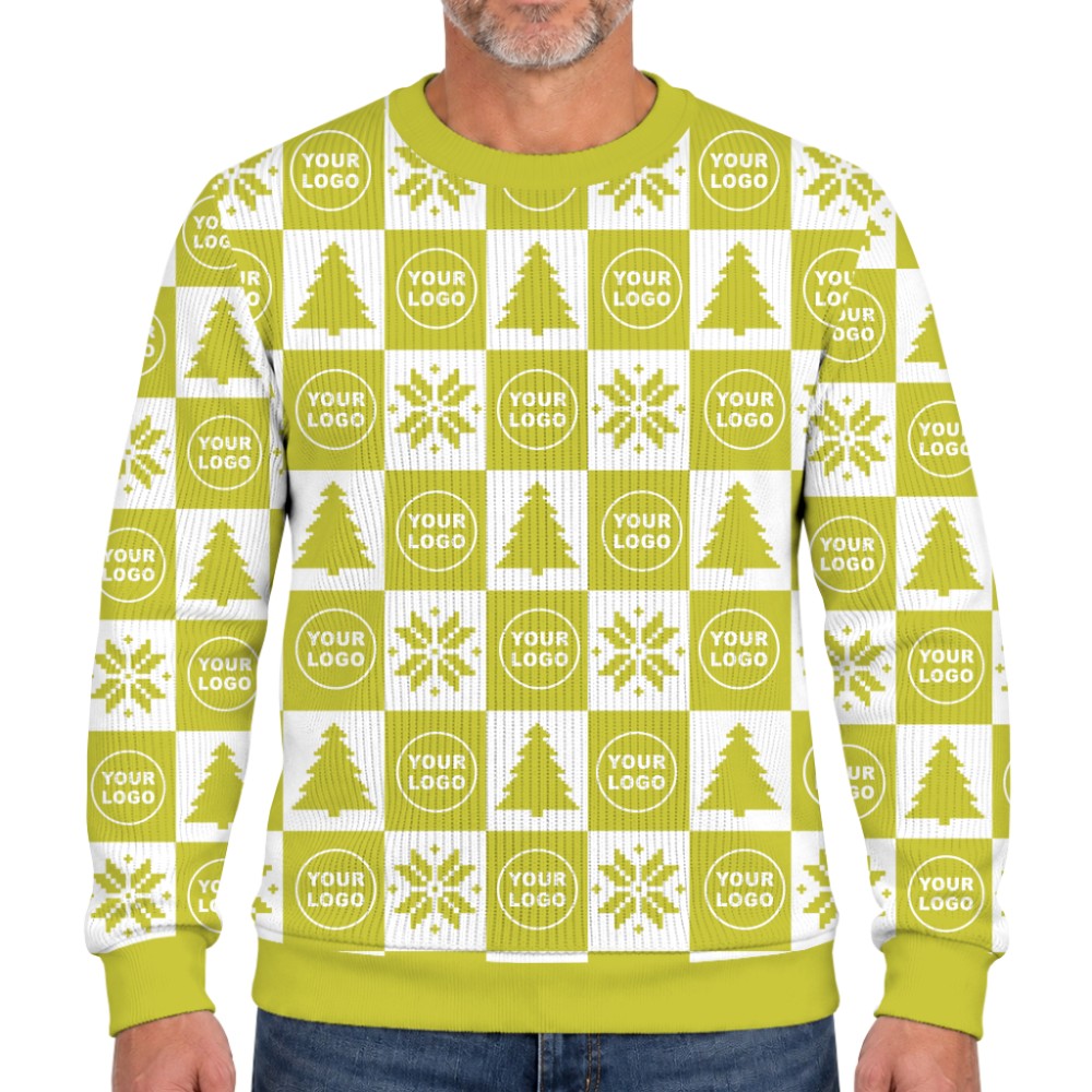 Custom Logo Or Face Checkerboard Ugly Christmas Soft Sweater 9
