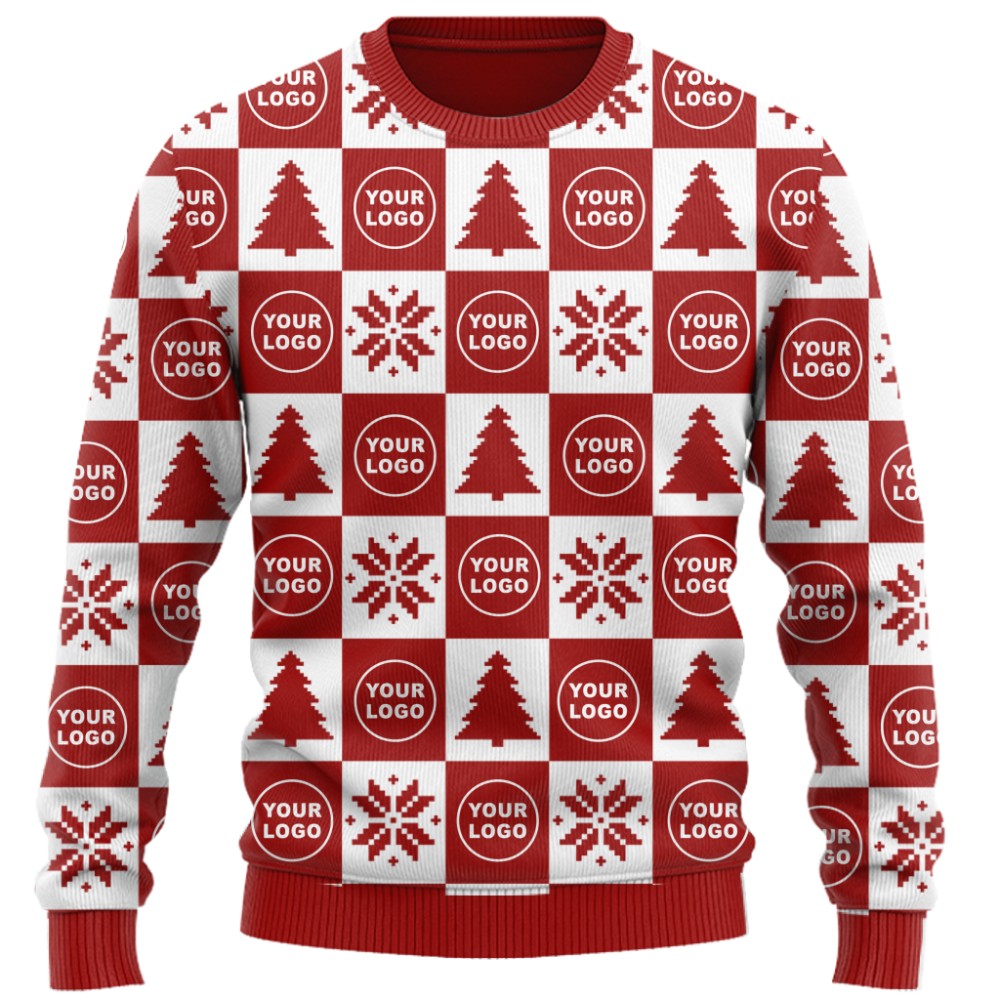 Custom Logo Or Face Checkerboard Ugly Christmas Sweater 2