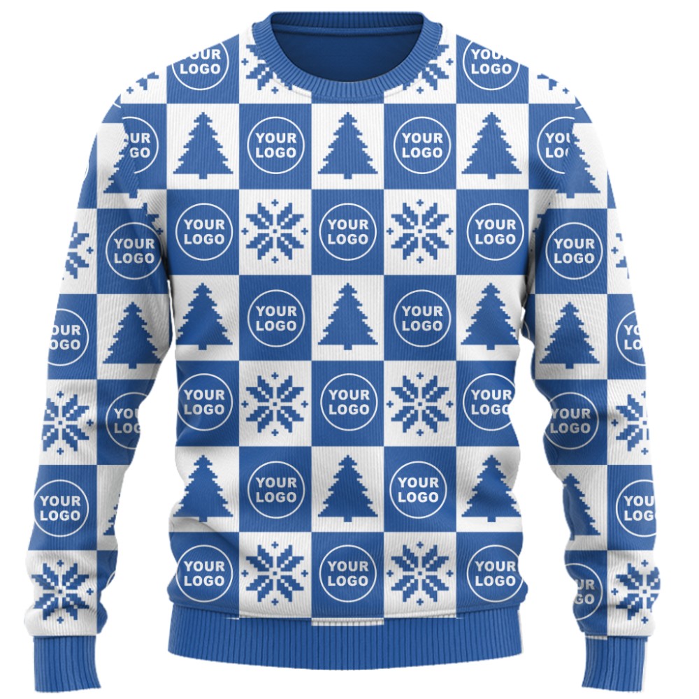 Custom Logo Or Face Checkerboard Ugly Christmas Sweater 3