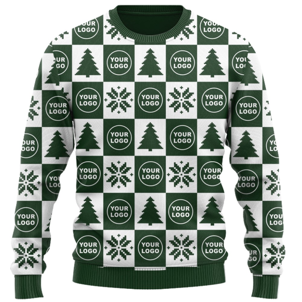 Custom Logo Or Face Checkerboard Ugly Christmas Sweater 7