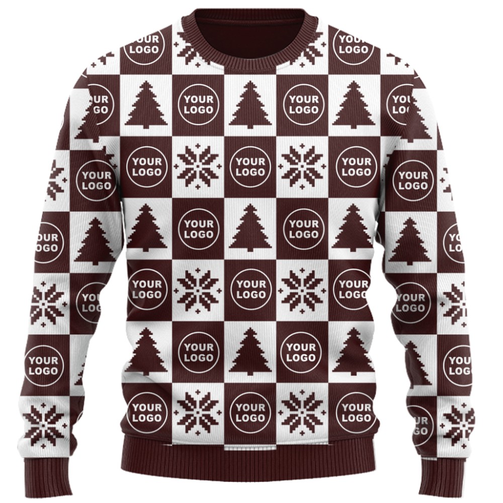 Custom Logo Or Face Checkerboard Ugly Christmas Sweater 8