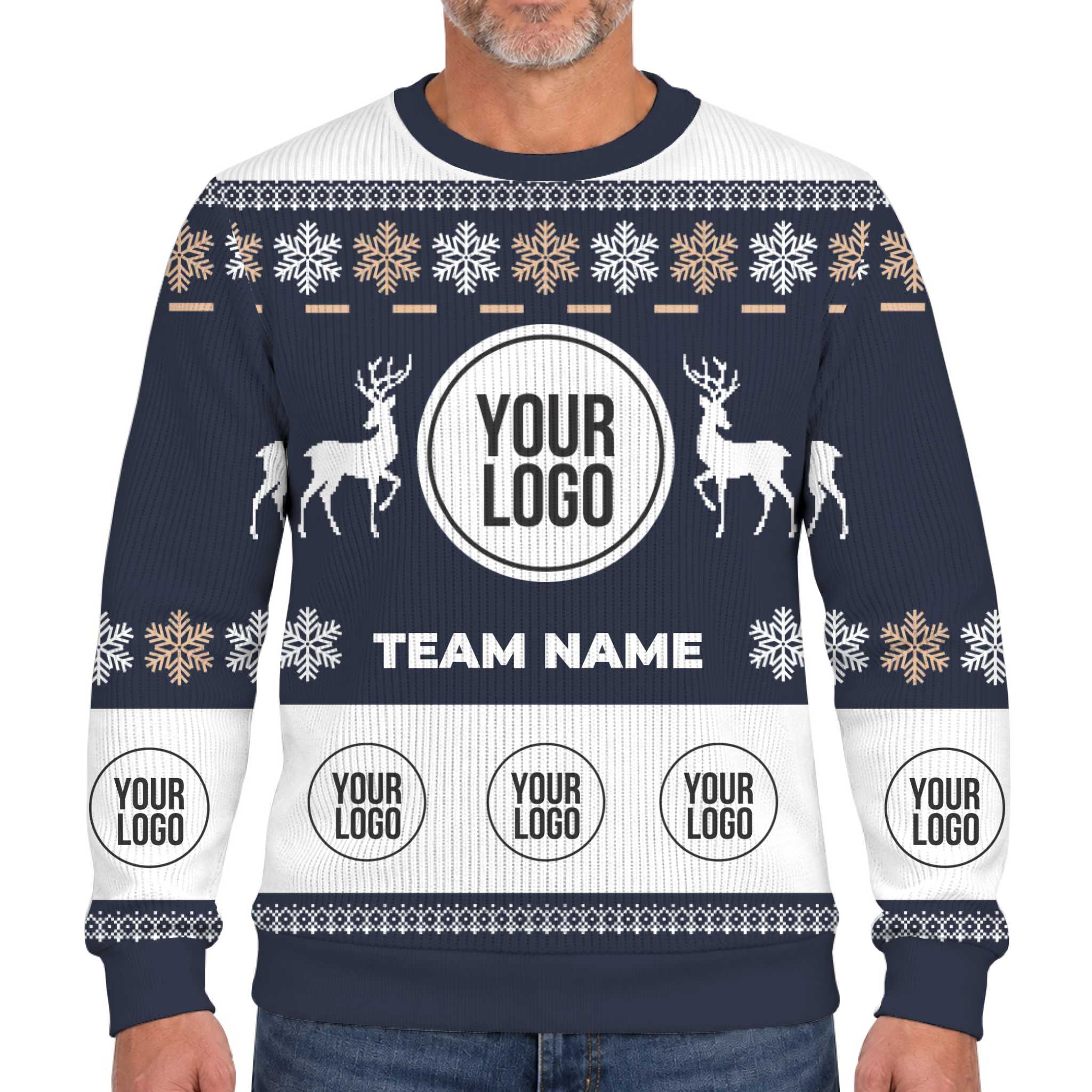 Custom Logo Reindeer Ugly Christmas Soft Sweater 4