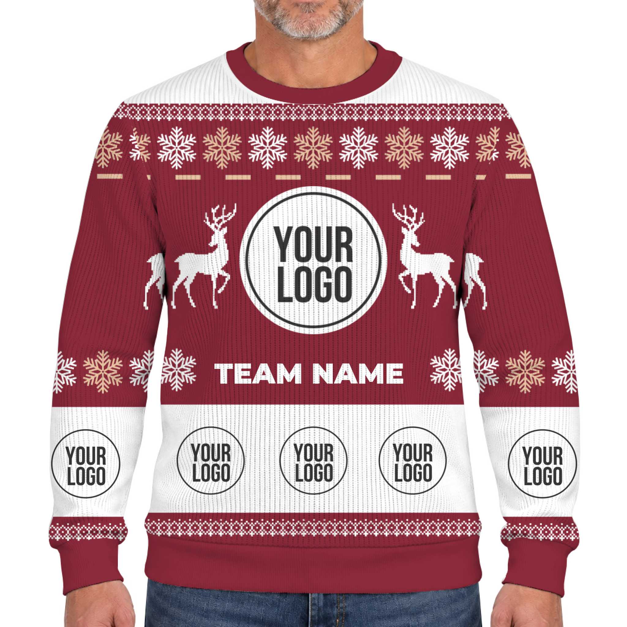 Custom Logo Reindeer Ugly Christmas Soft Sweater 11