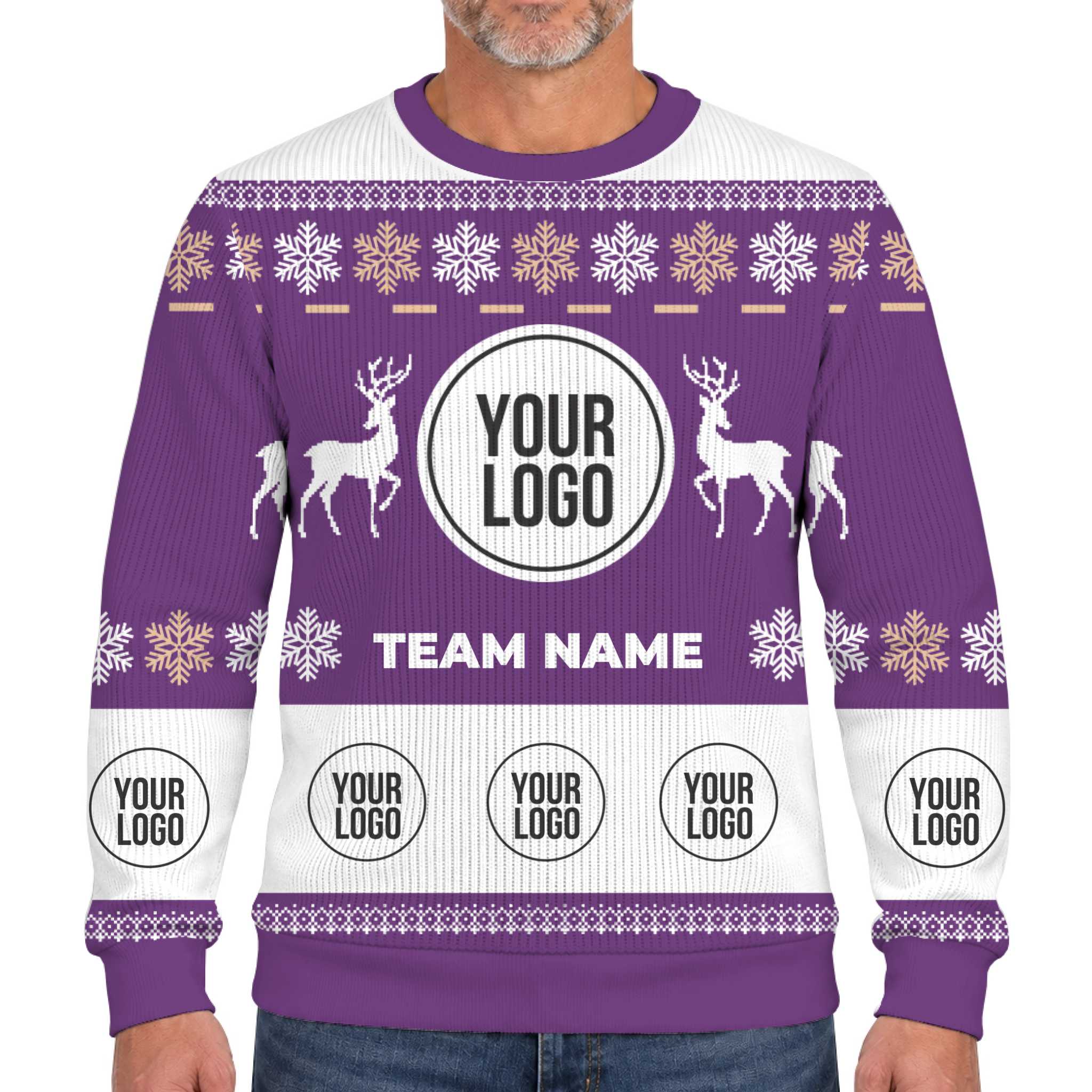 Custom Logo Reindeer Ugly Christmas Soft Sweater 5