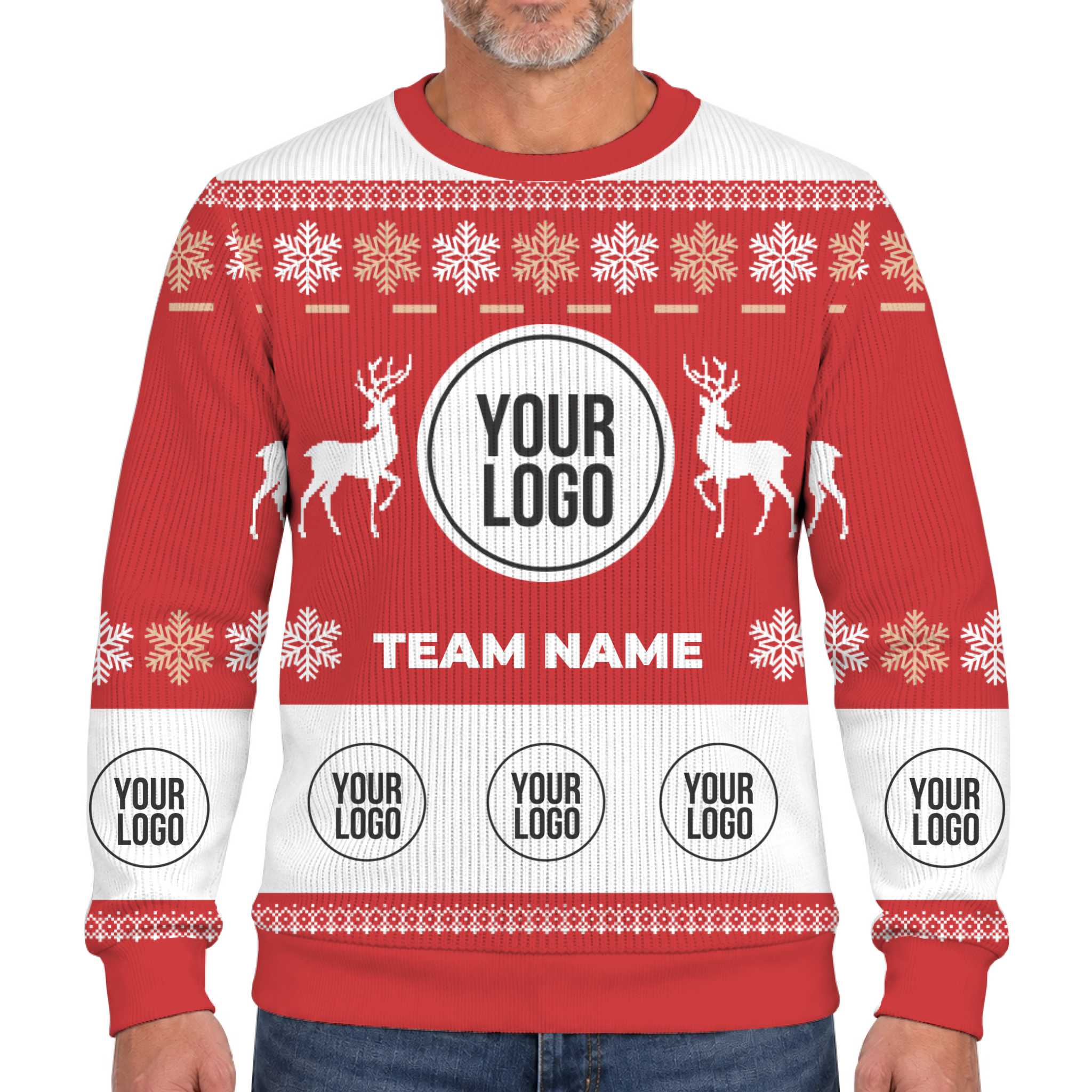 Custom Logo Reindeer Ugly Christmas Soft Sweater 8