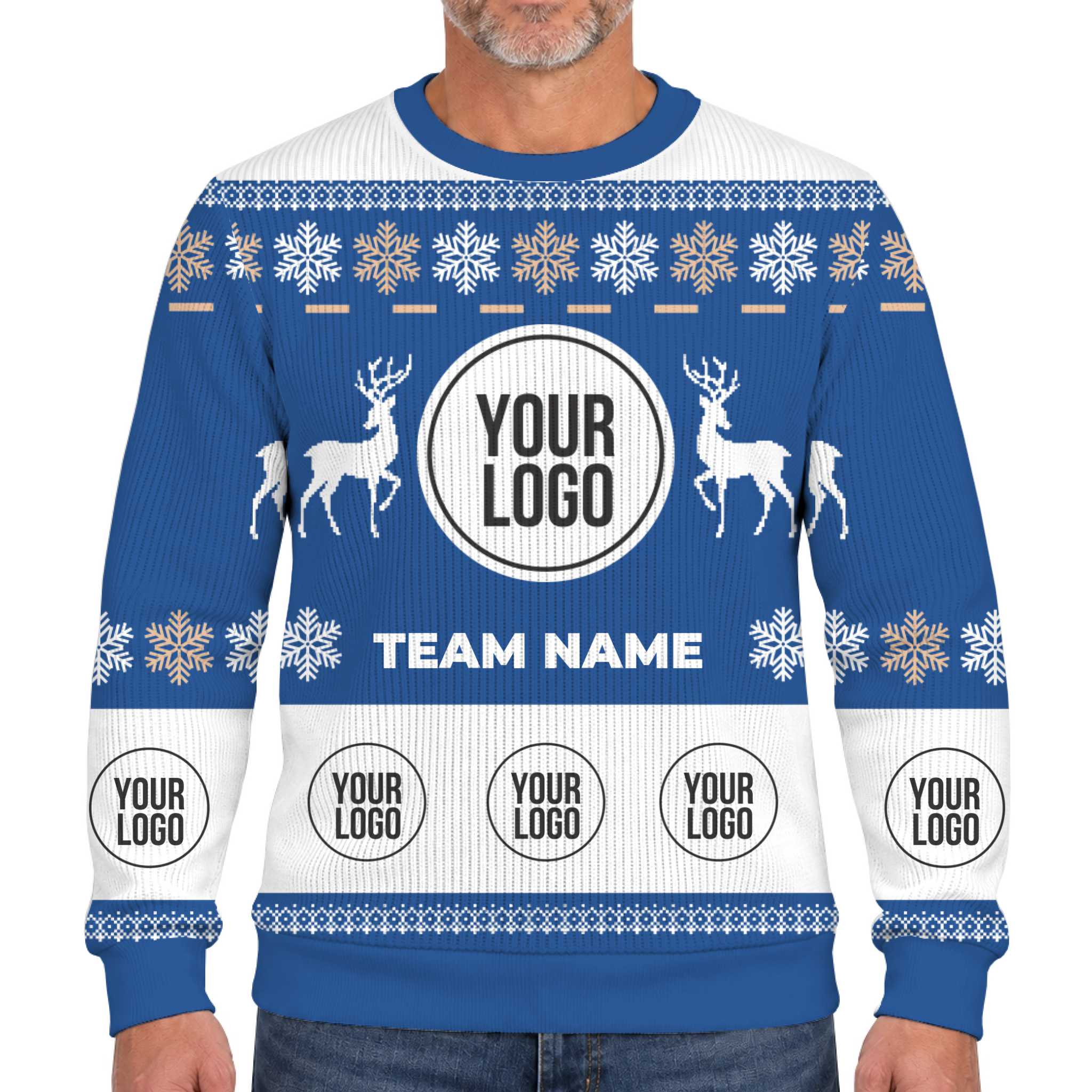 Custom Logo Reindeer Ugly Christmas Soft Sweater 3