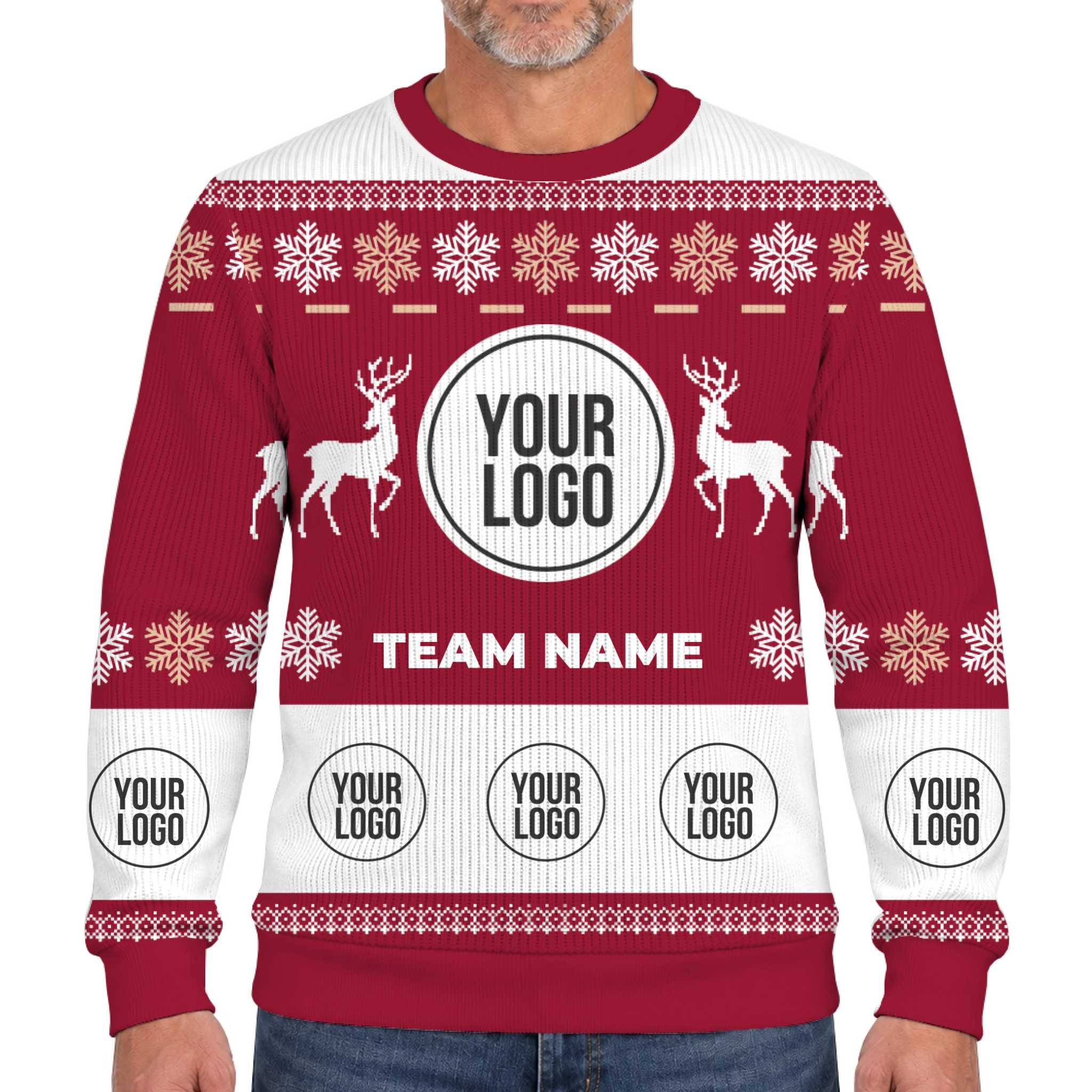 Custom Logo Reindeer Ugly Christmas Soft Sweater 7