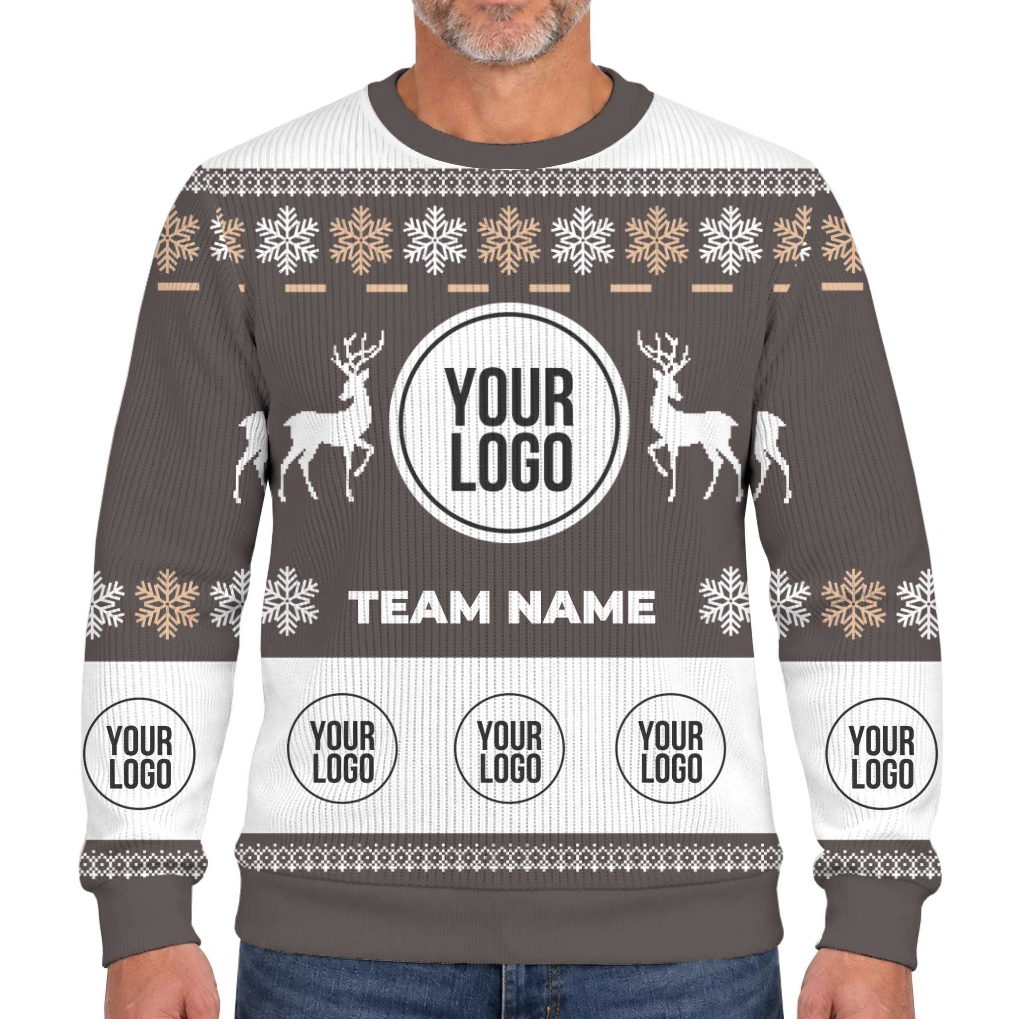 Custom Logo Reindeer Ugly Christmas Soft Sweater 9