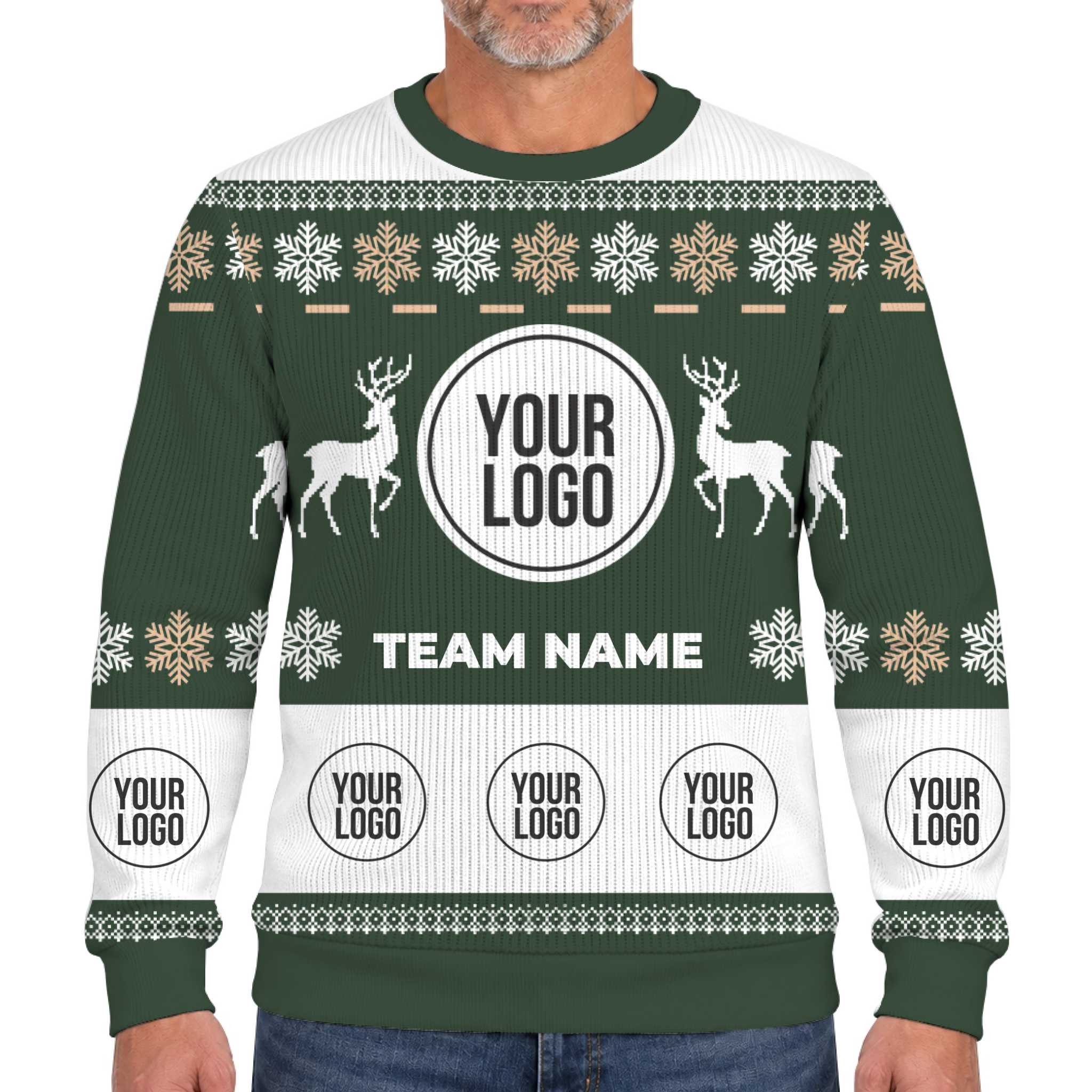 Custom Logo Reindeer Ugly Christmas Soft Sweater 2