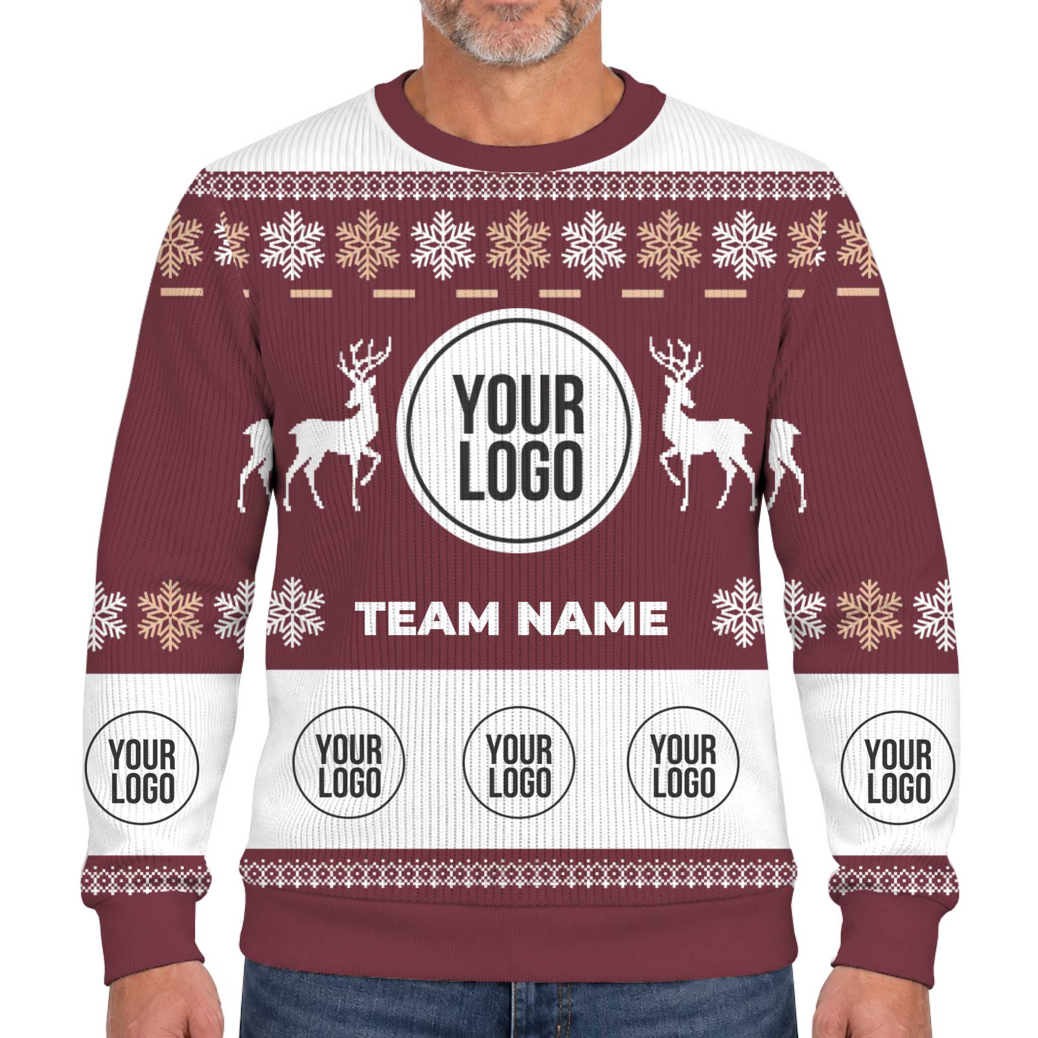 Custom Logo Reindeer Ugly Christmas Soft Sweater 10