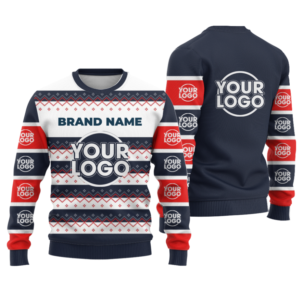 Custom Logo Striped Christmas Sweater 3
