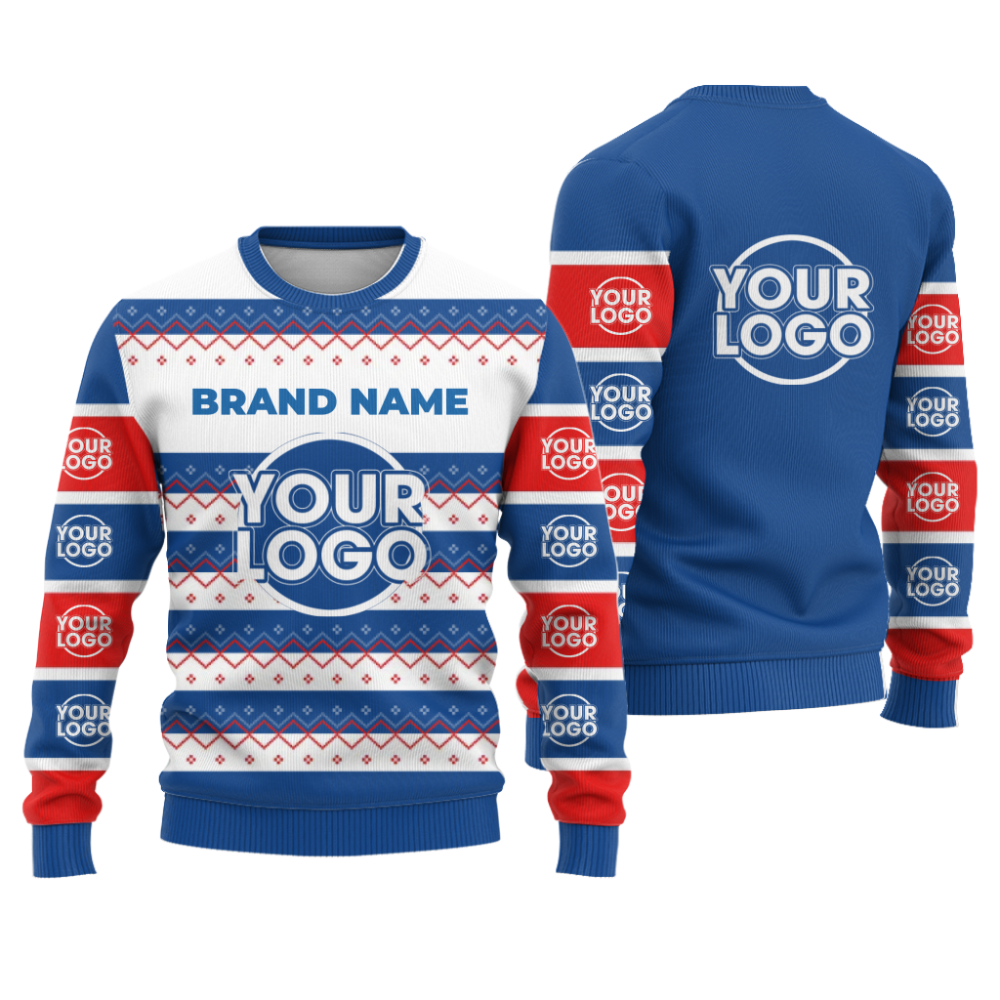Custom Logo Striped Christmas Sweater 4