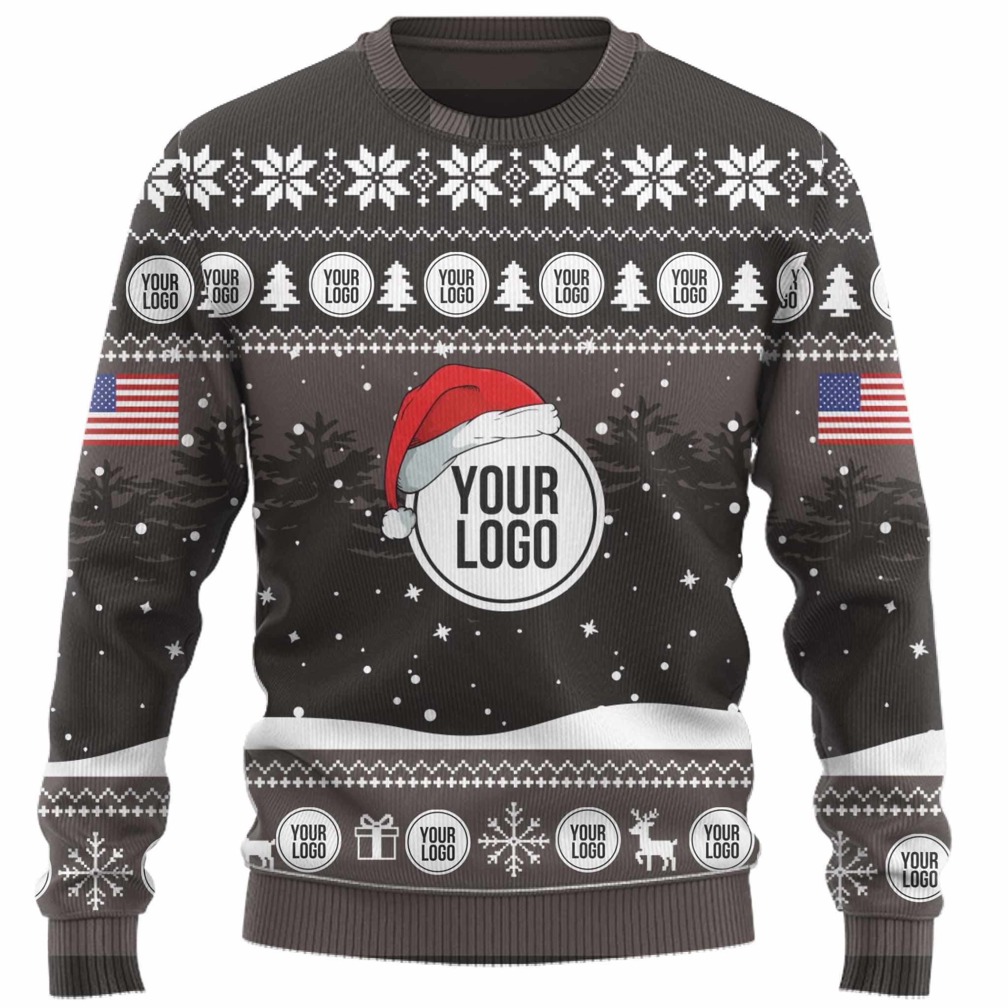 Custom Logo Ugly Christmas Sweater With The US Flag 10