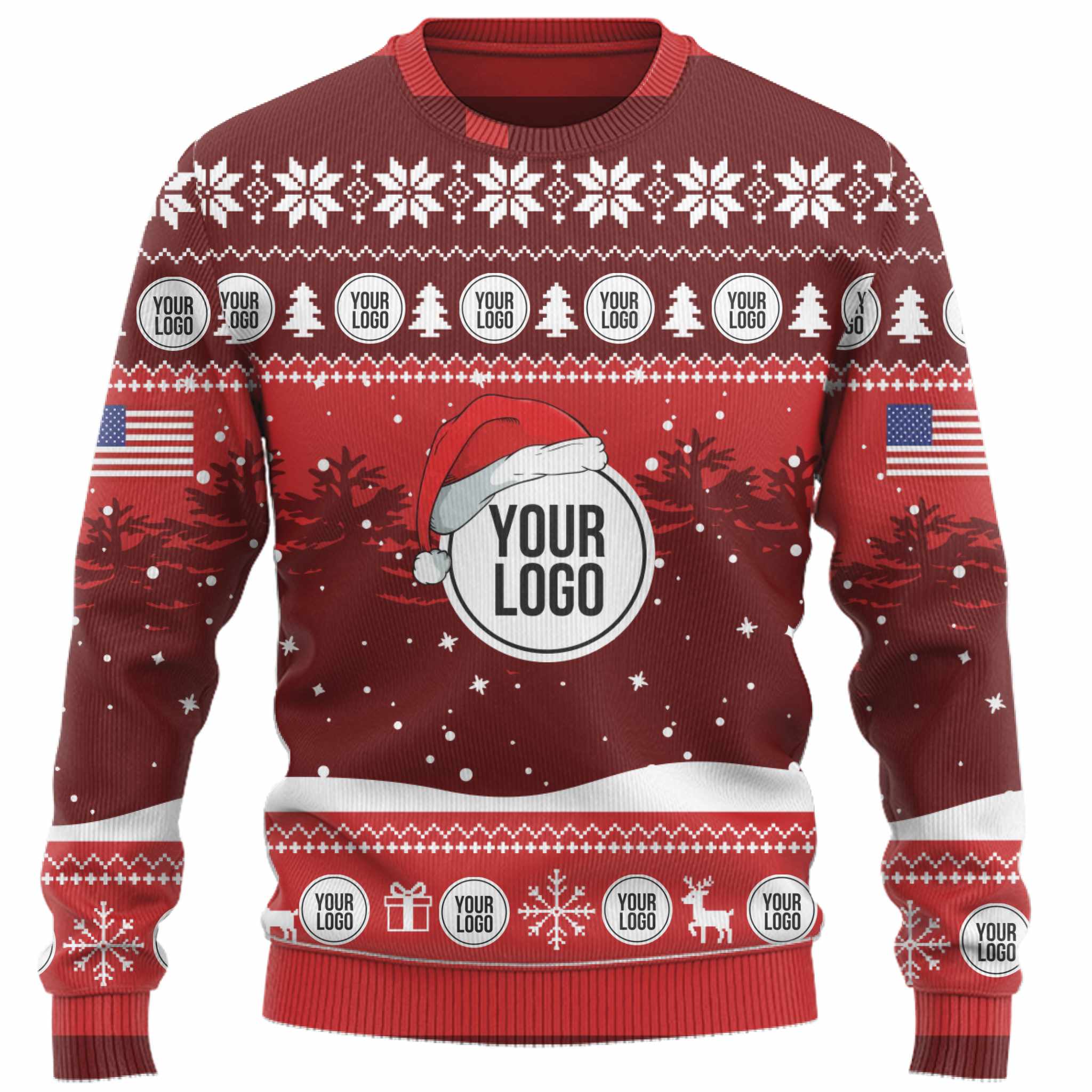 Custom Logo Ugly Christmas Sweater With The US Flag 9
