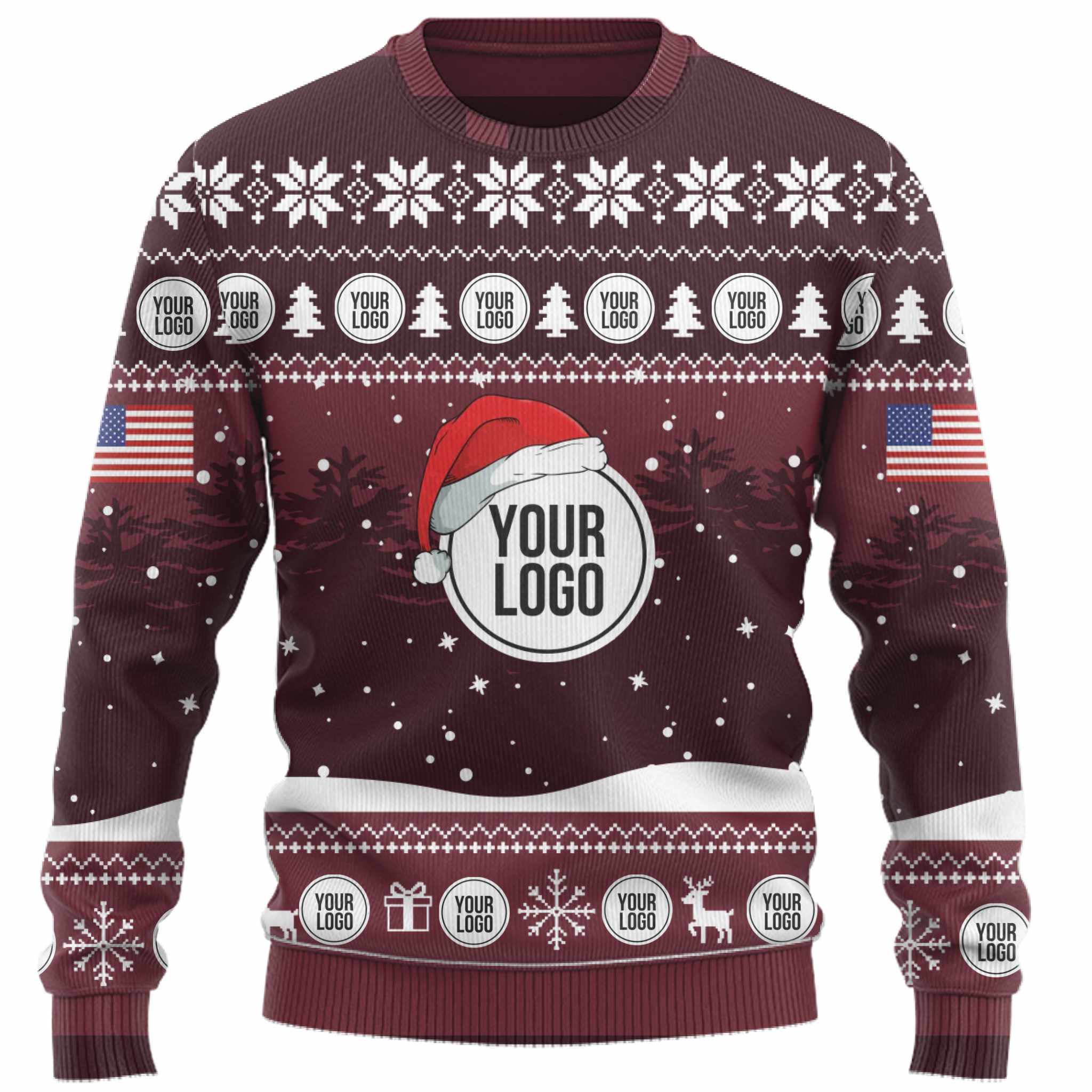 Custom Logo Ugly Christmas Sweater With The US Flag 2