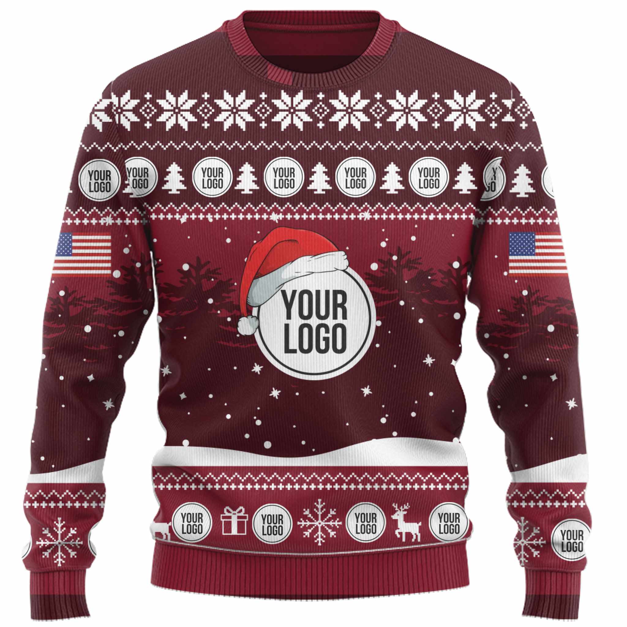 Custom Logo Ugly Christmas Sweater With The US Flag 3