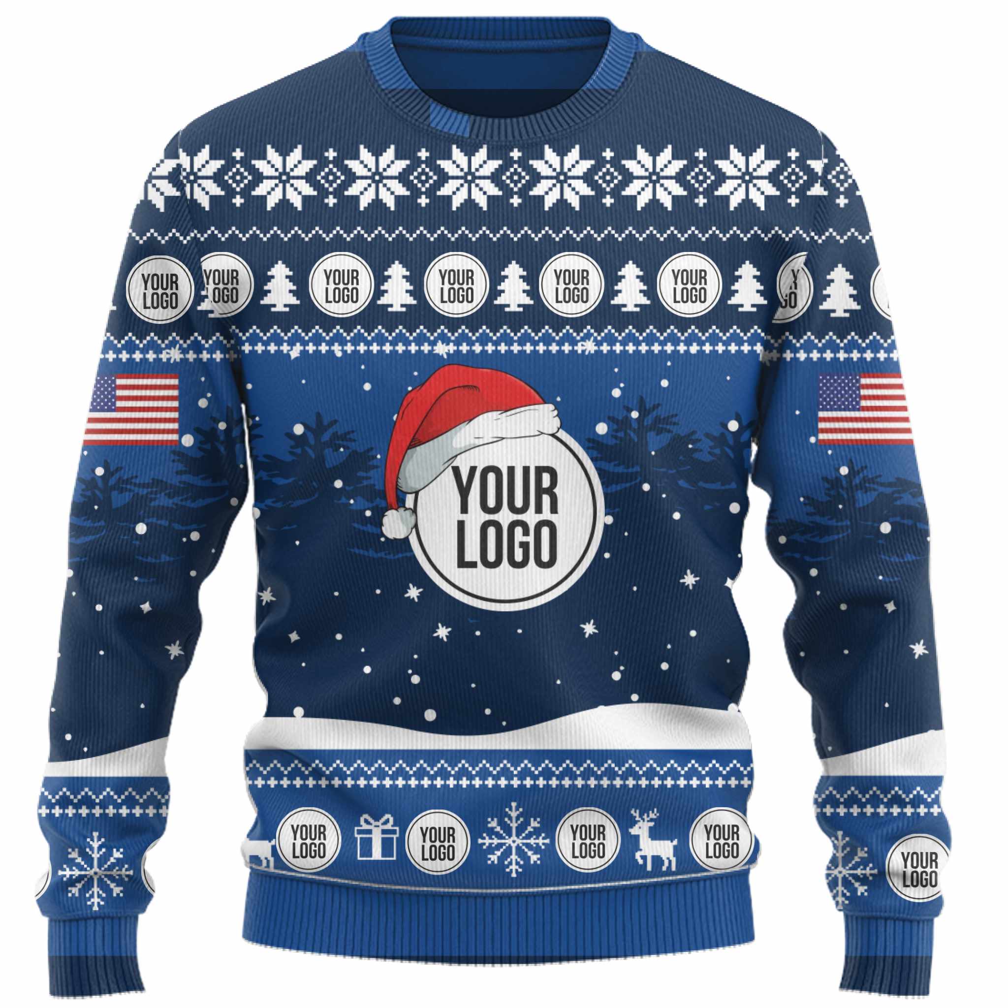 Custom Logo Ugly Christmas Sweater With The US Flag 4