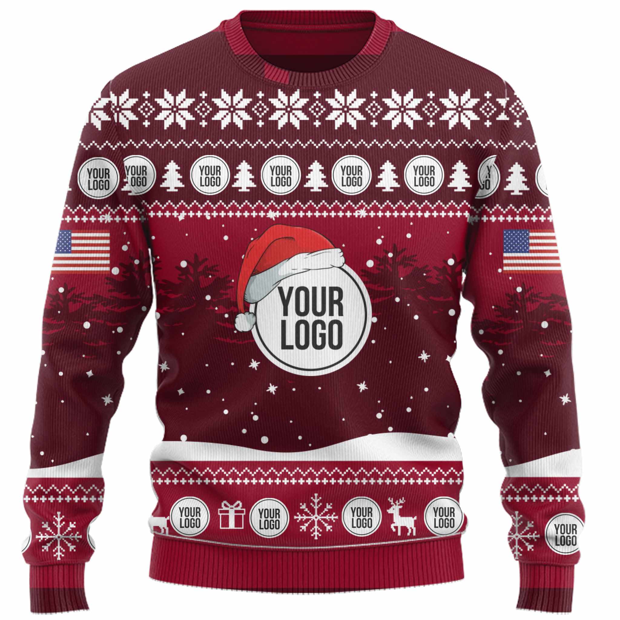 Custom Logo Ugly Christmas Sweater With The US Flag 5