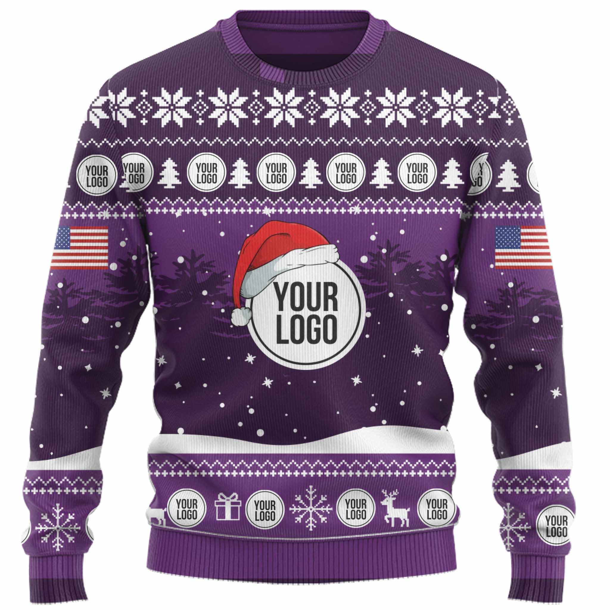 Custom Logo Ugly Christmas Sweater With The US Flag 6