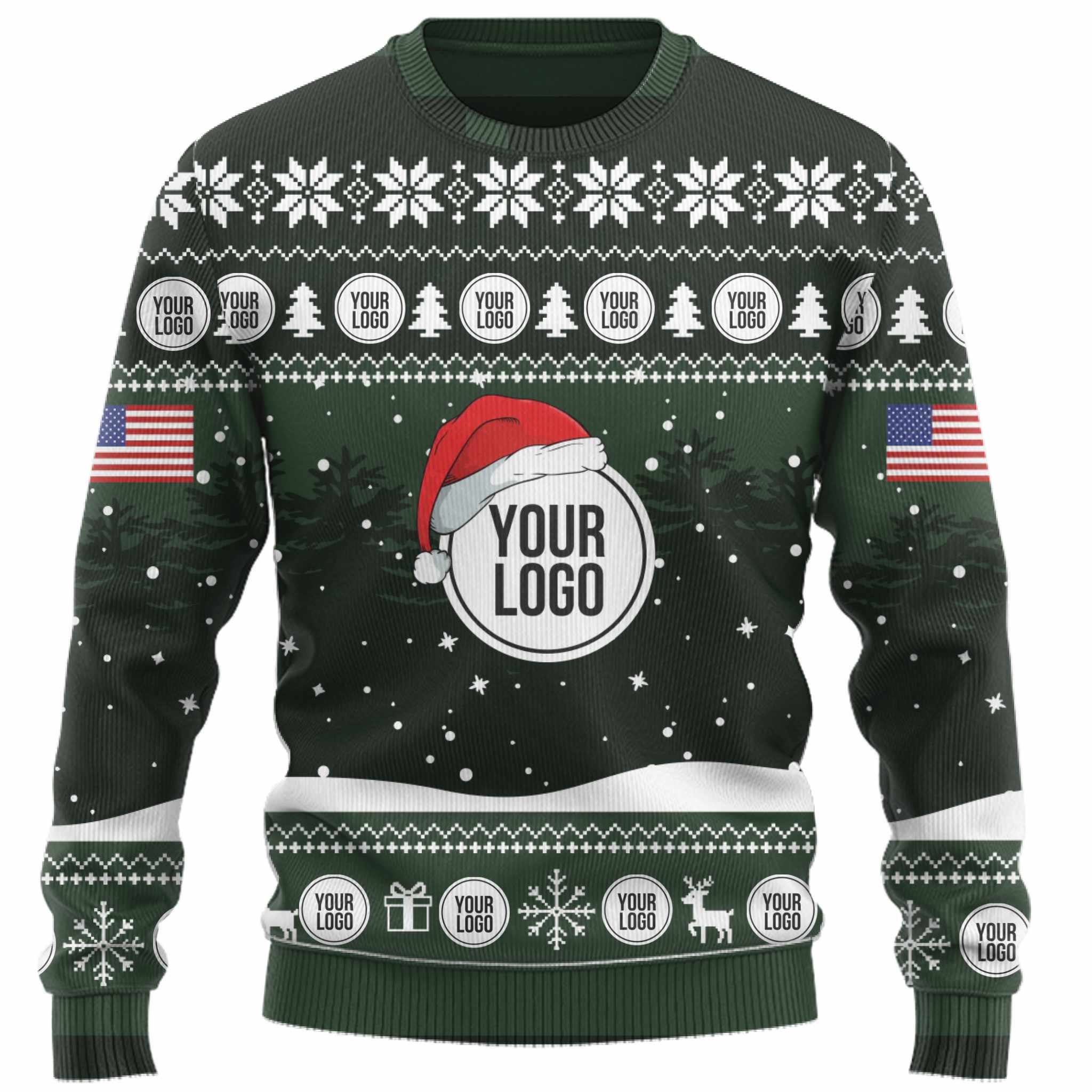 Custom Logo Ugly Christmas Sweater With The US Flag 7