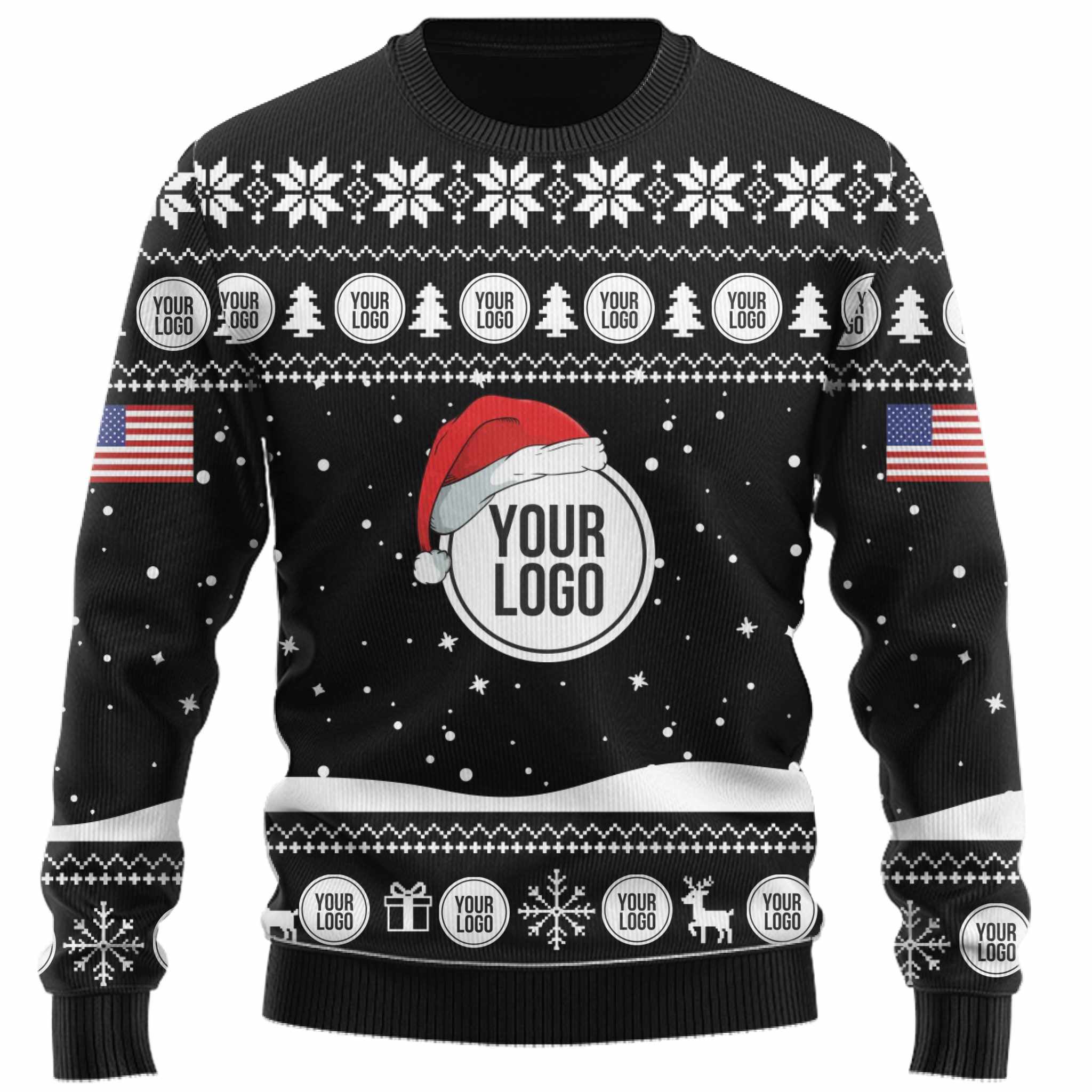 Custom Logo Ugly Christmas Sweater With The US Flag 8
