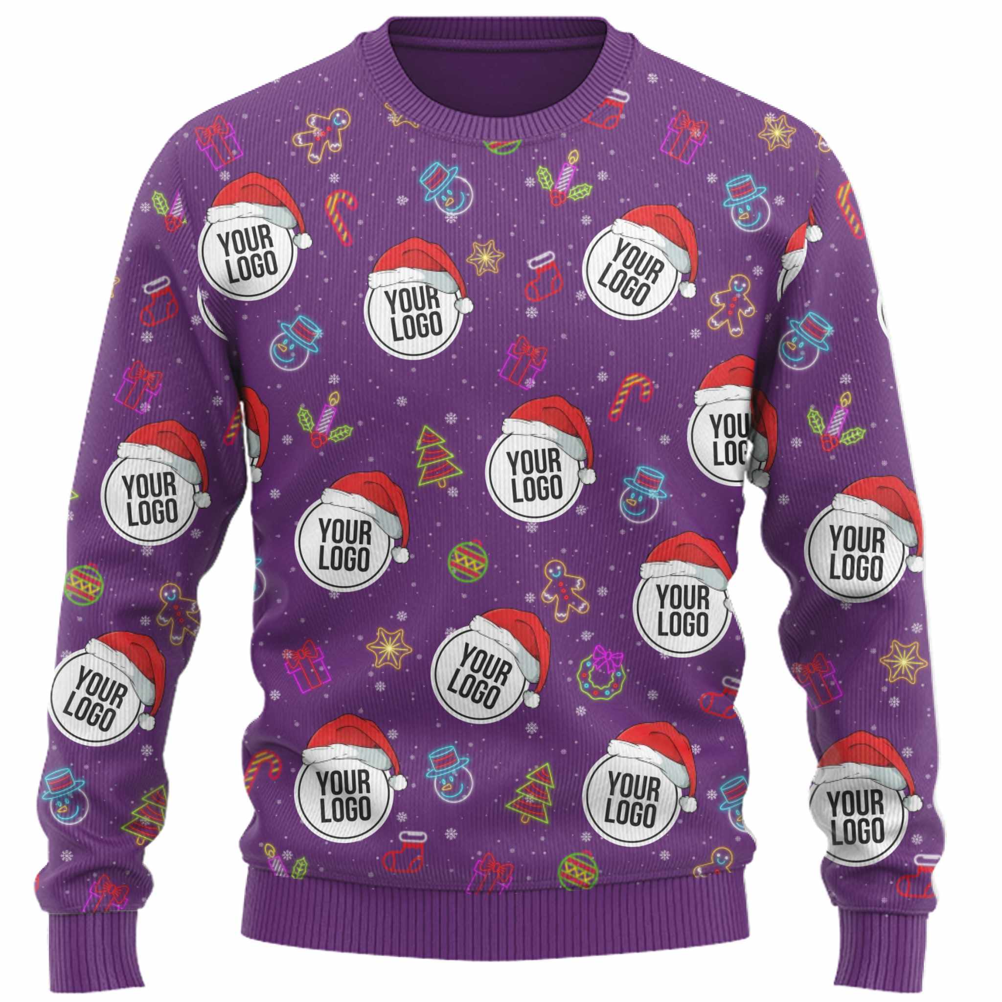 Custom Logos Or Faces Santa Hat Ugly Christmas Sweater  9