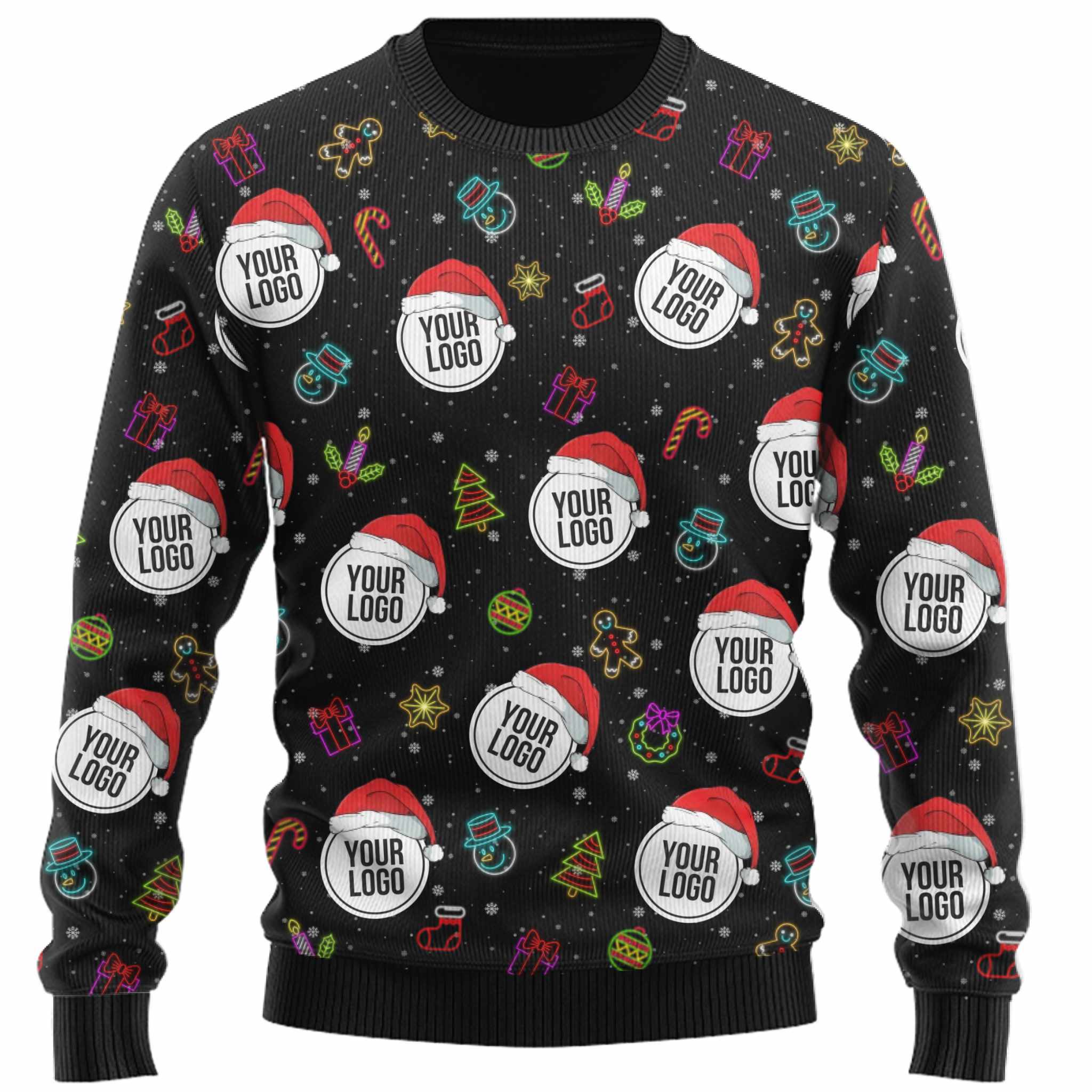 Custom Logos Or Faces Santa Hat Ugly Christmas Sweater  2