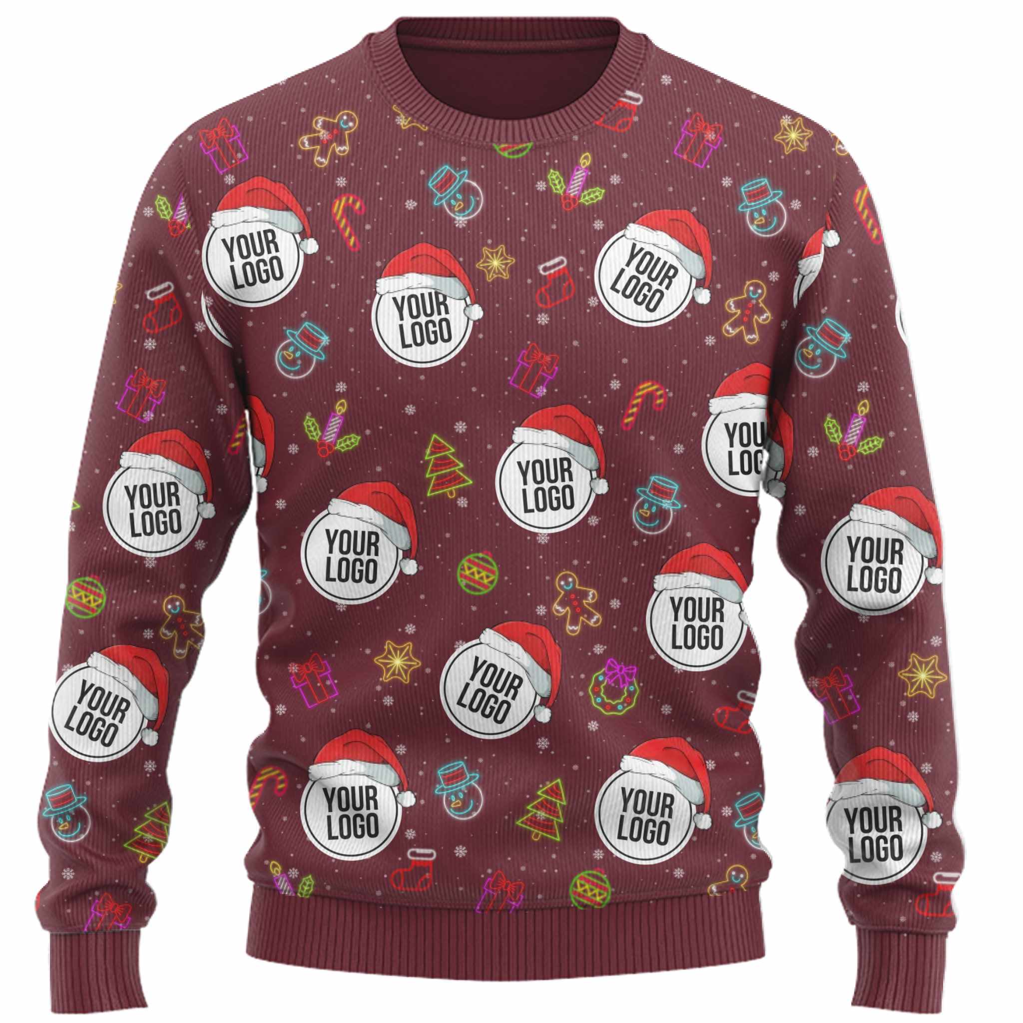 Custom Logos Or Faces Santa Hat Ugly Christmas Sweater  3