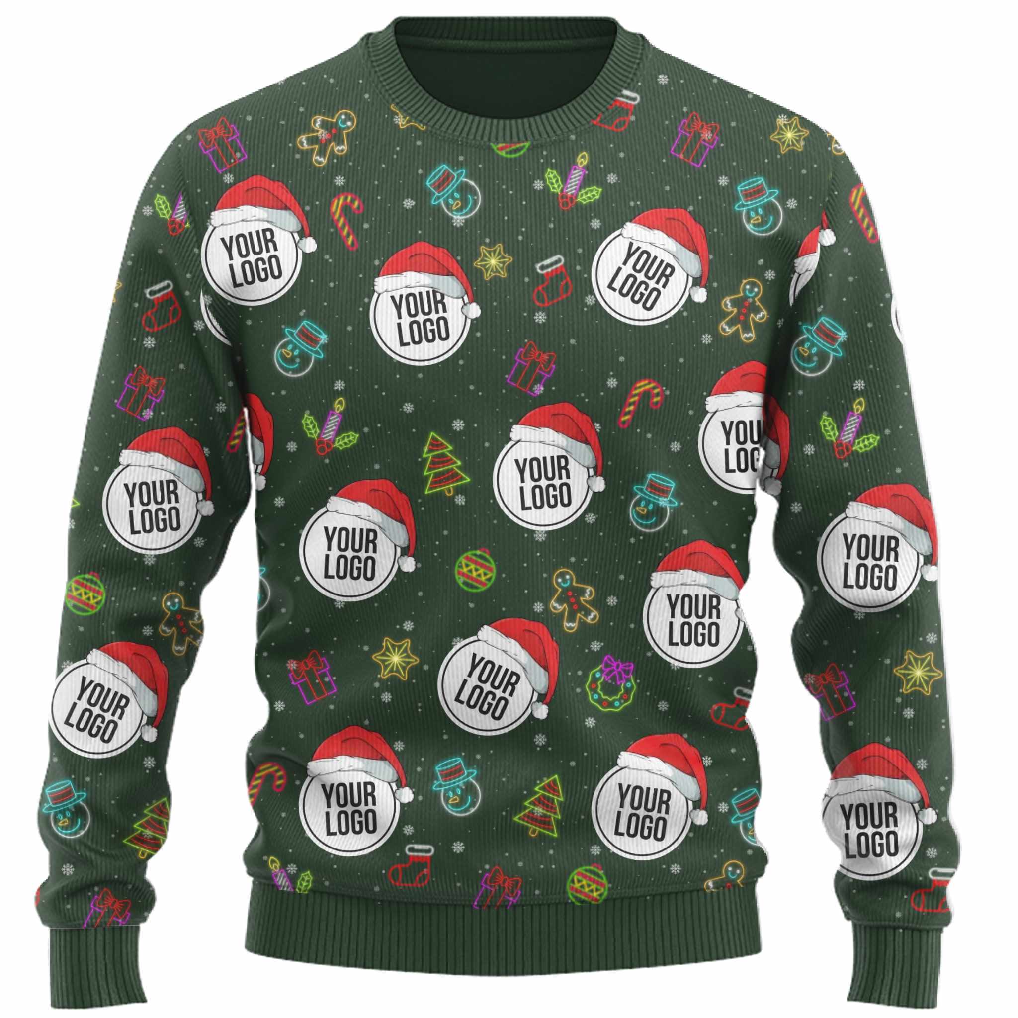 Custom Logos Or Faces Santa Hat Ugly Christmas Sweater  4