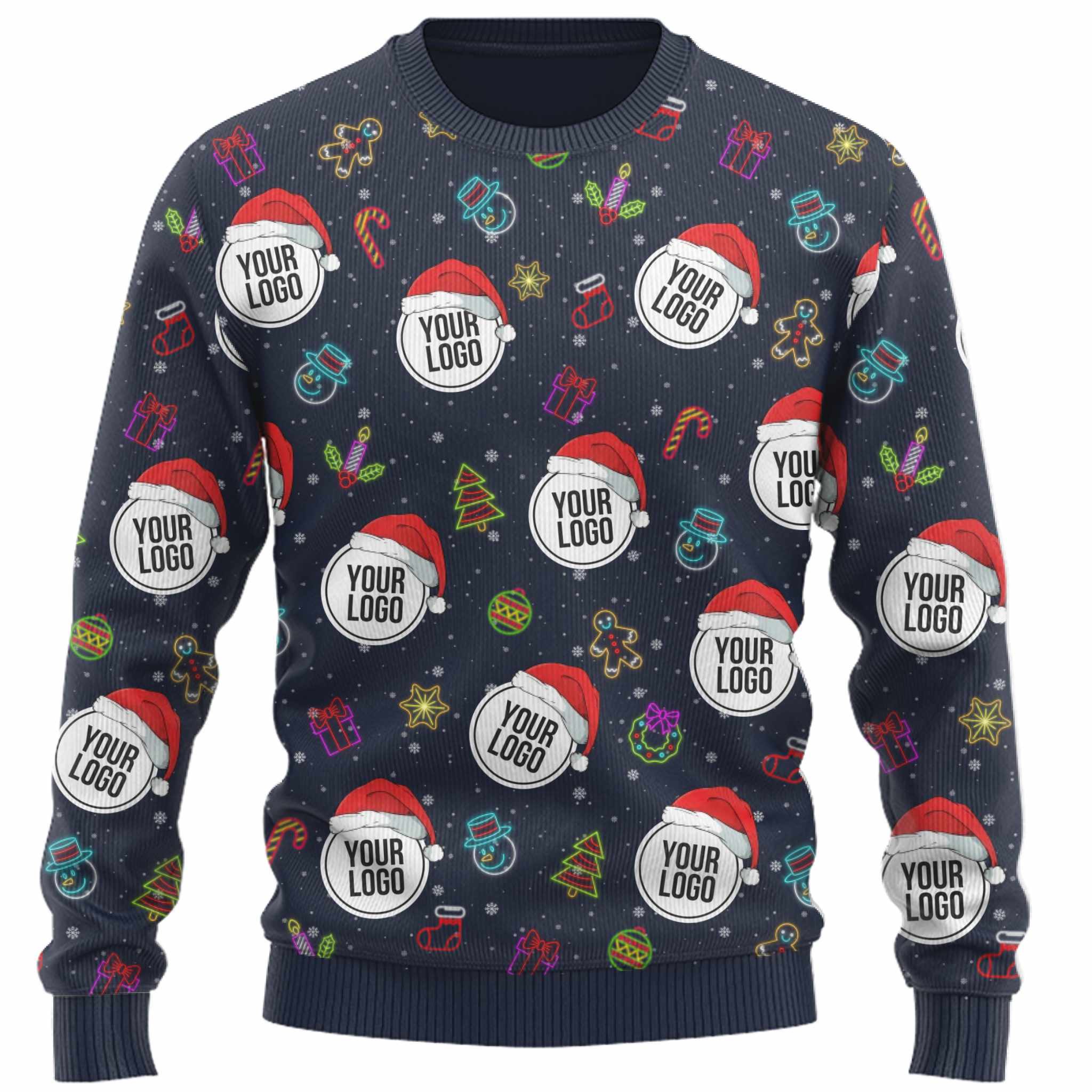 Custom Logos Or Faces Santa Hat Ugly Christmas Sweater  5