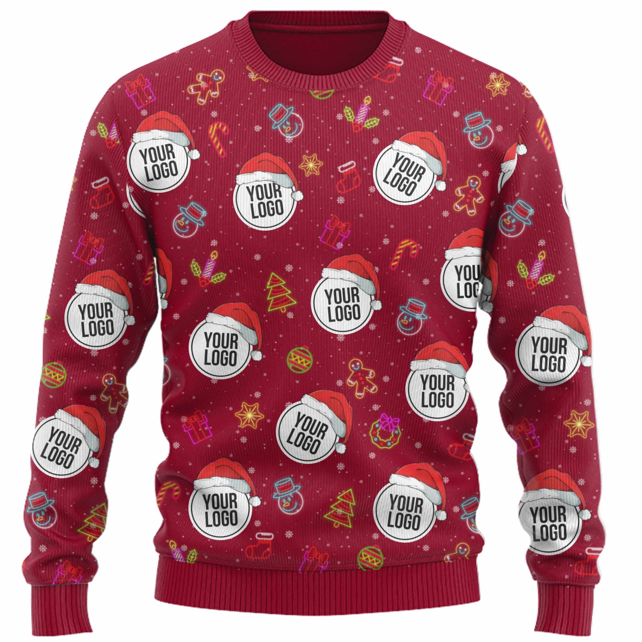 Custom Logos Or Faces Santa Hat Ugly Christmas Sweater  6