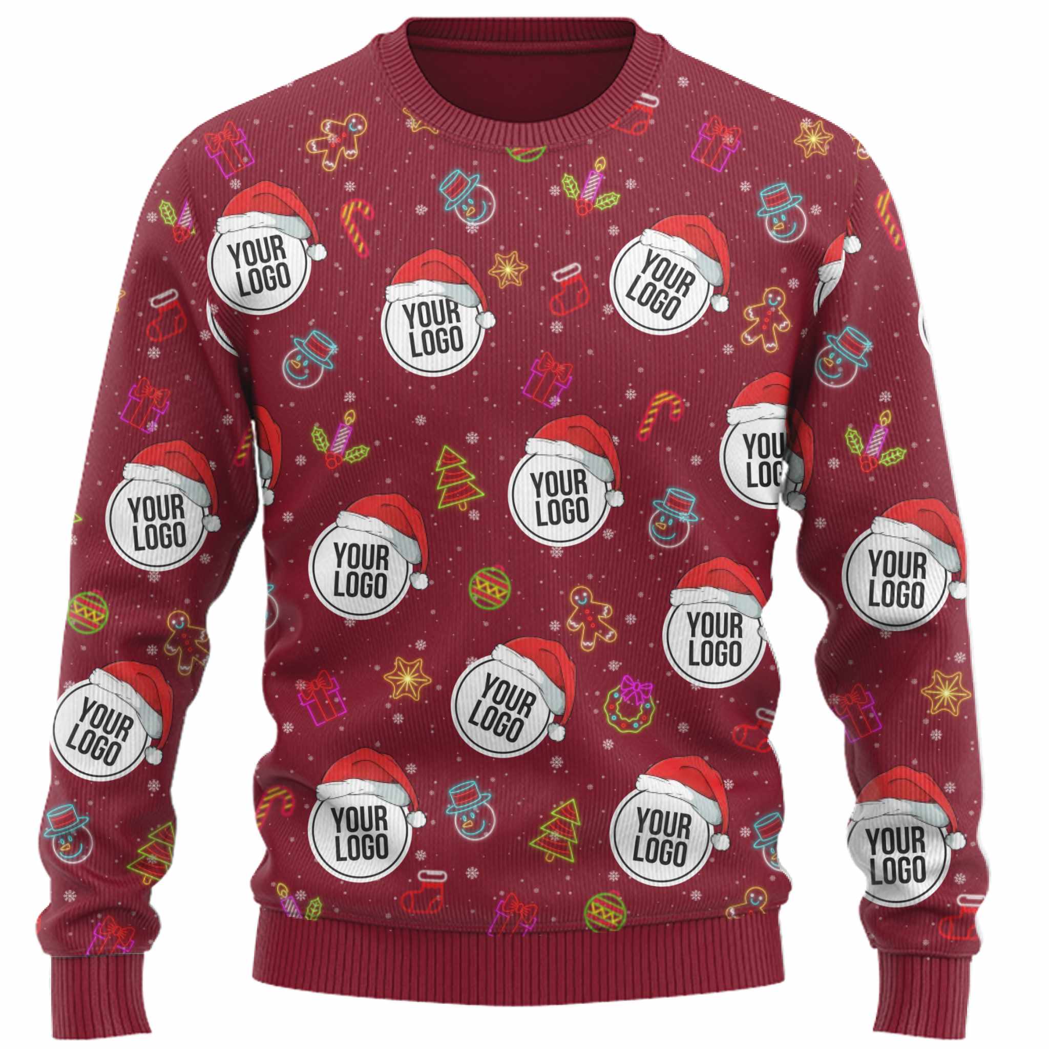 Custom Logos Or Faces Santa Hat Ugly Christmas Sweater  8