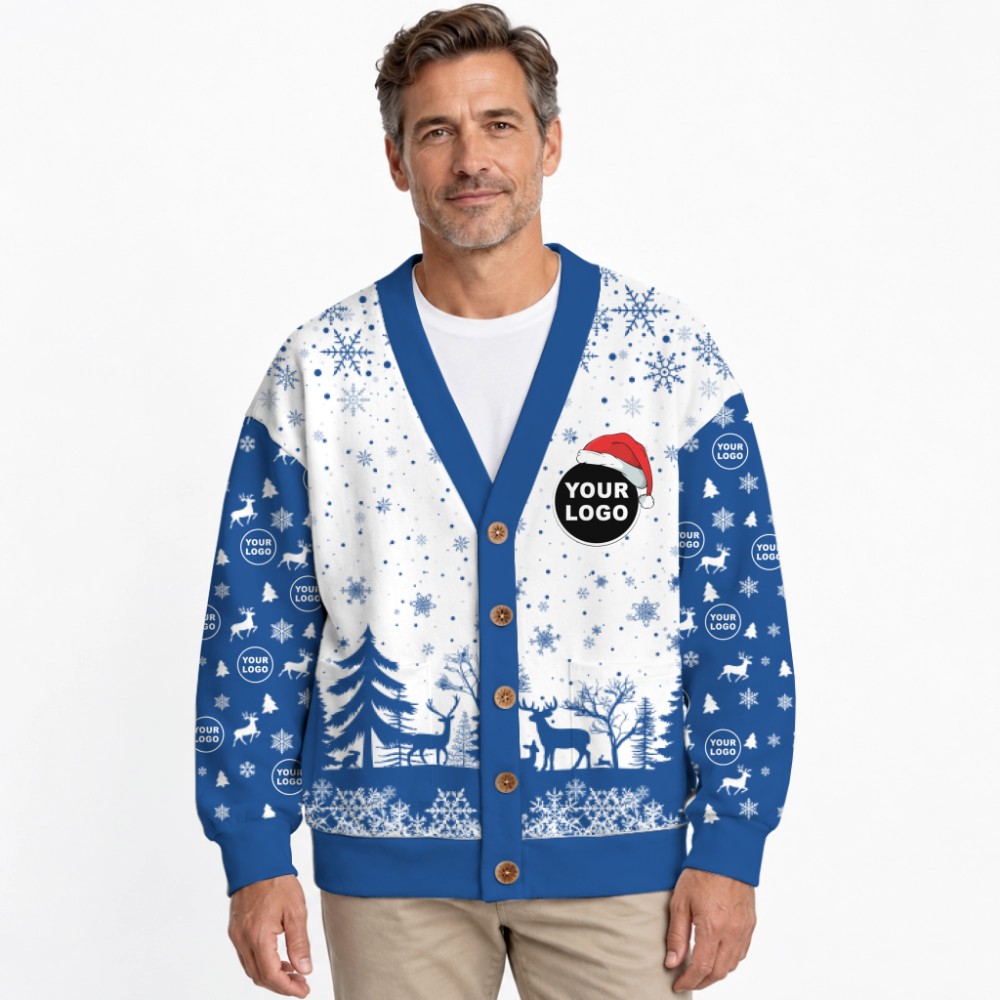 Custom Your Logo Reindeer Antlers Christmas Cardigan 10