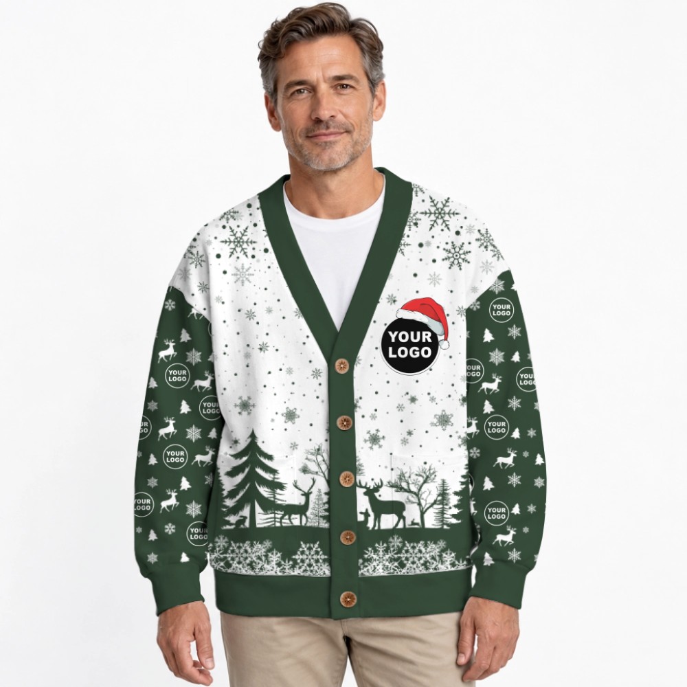 Custom Your Logo Reindeer Antlers Christmas Cardigan 4