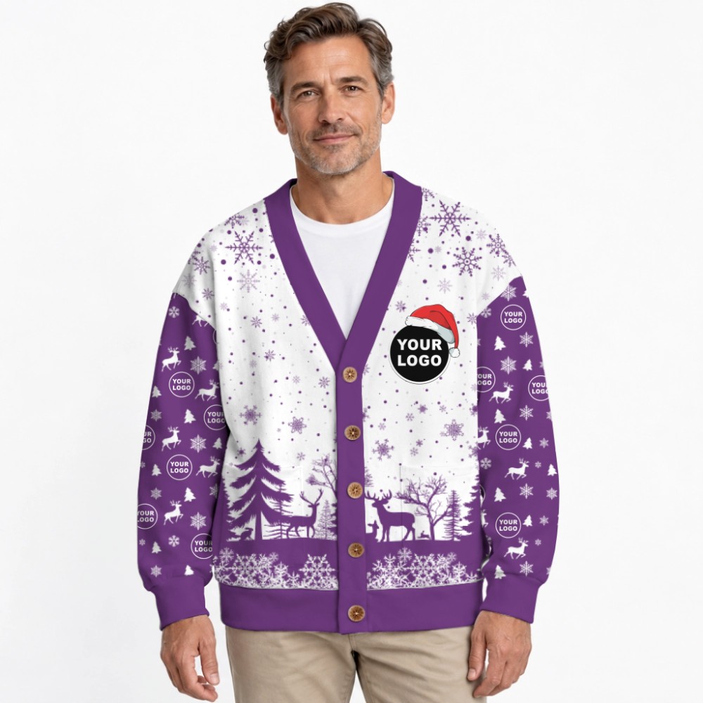 Custom Your Logo Reindeer Antlers Christmas Cardigan 8