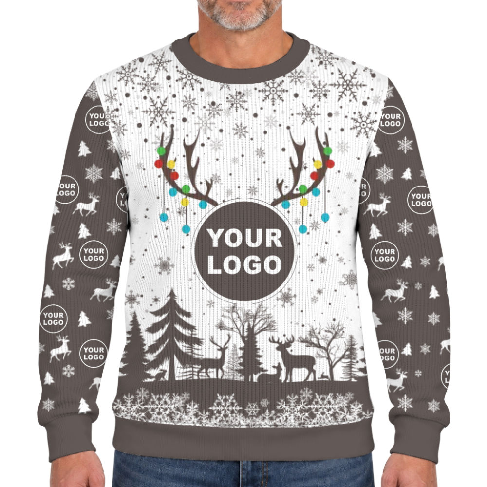 Custom Your Logo Reindeer Antlers Christmas Soft Sweater  4
