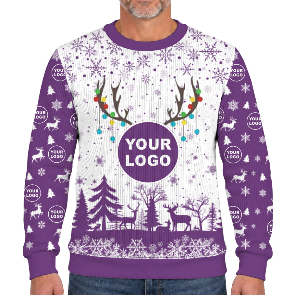 Custom Your Logo Reindeer Antlers Christmas Soft Sweater  5