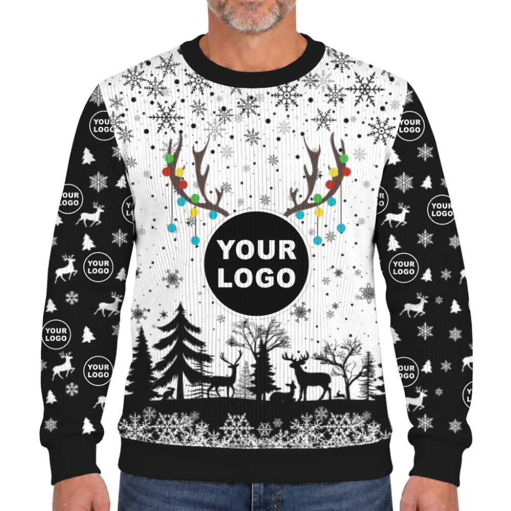 Custom Your Logo Reindeer Antlers Christmas Soft Sweater  6