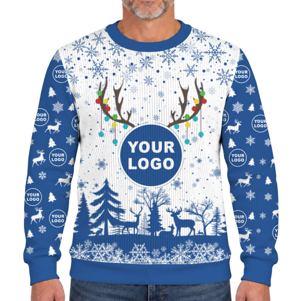 Custom Your Logo Reindeer Antlers Christmas Soft Sweater  8