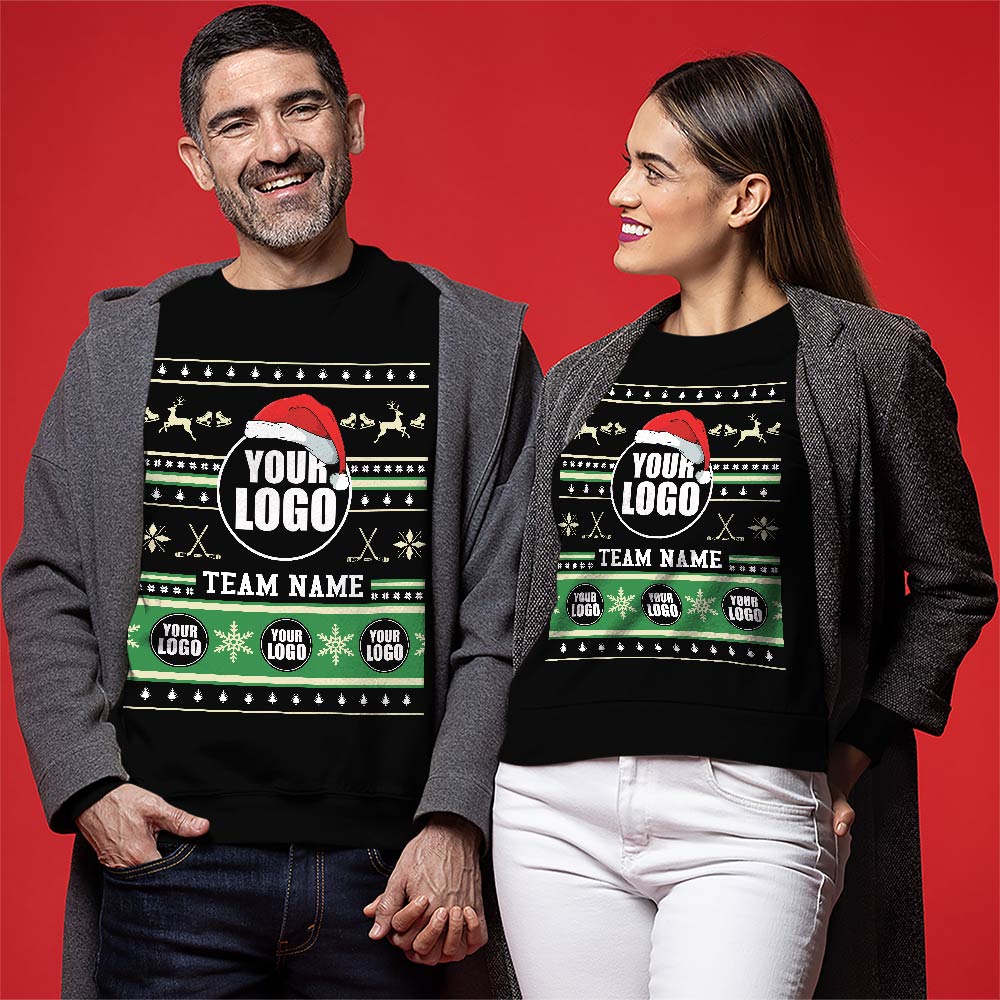 Epic Ice Hockey Custom Logo Ugly Xmas Sweatshirt 4