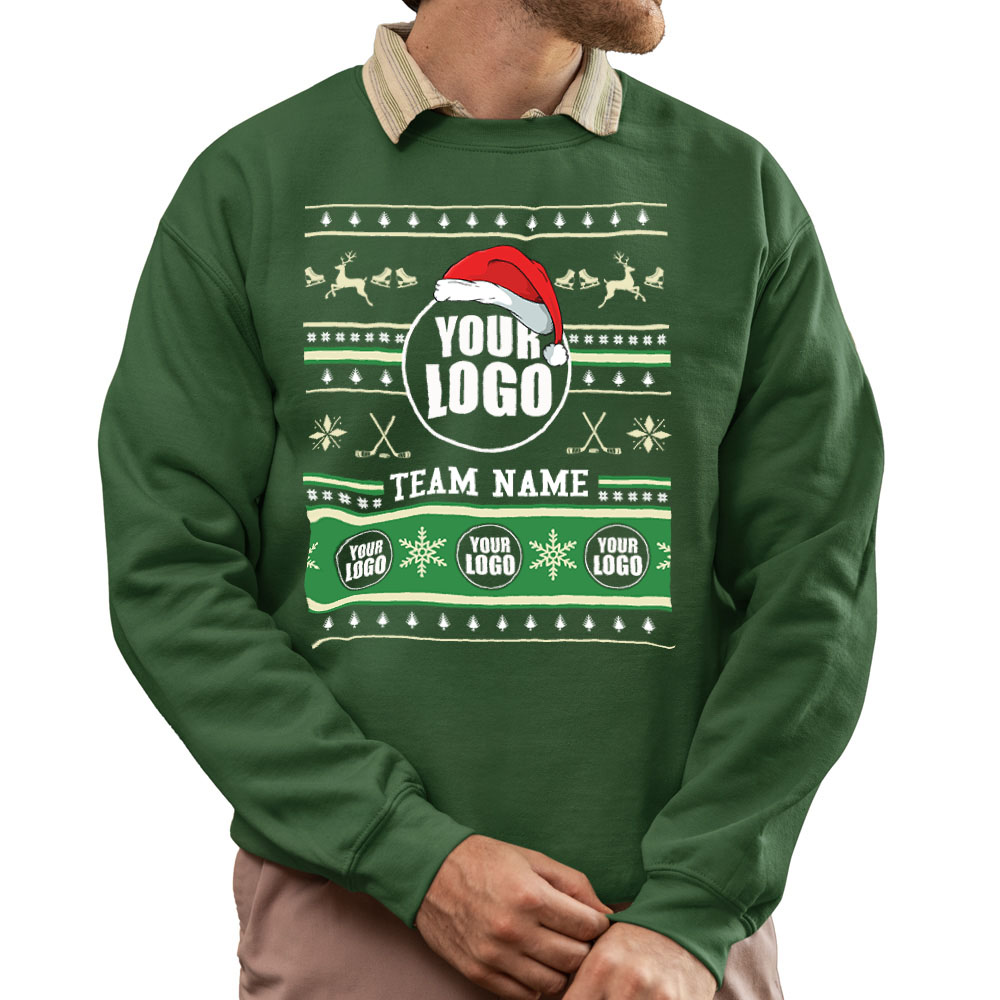 Epic Ice Hockey Custom Logo Ugly Xmas Sweatshirt 5