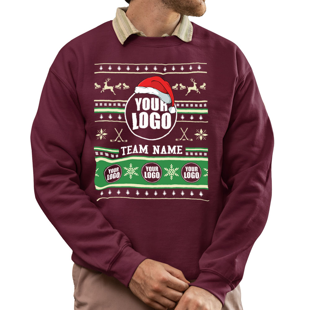 Epic Ice Hockey Custom Logo Ugly Xmas Sweatshirt 6