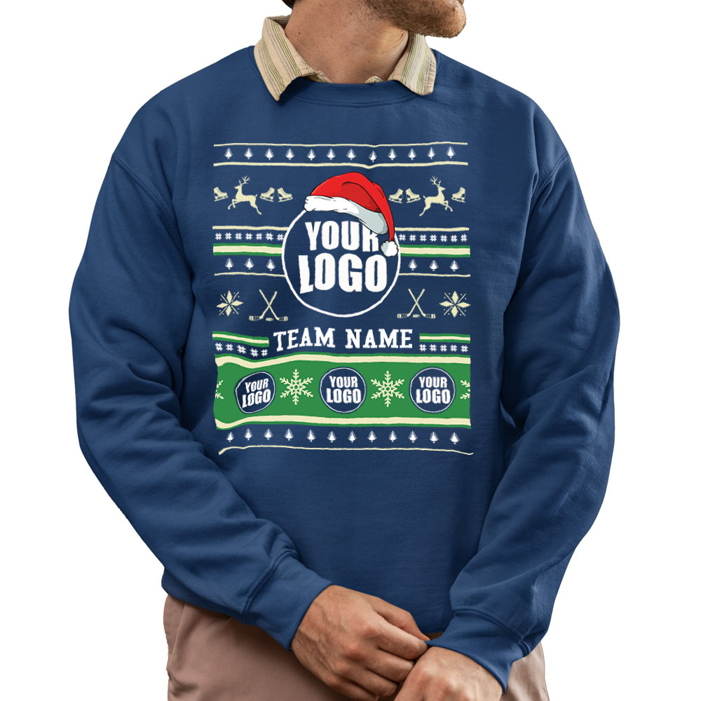 Epic Ice Hockey Custom Logo Ugly Xmas Sweatshirt 7