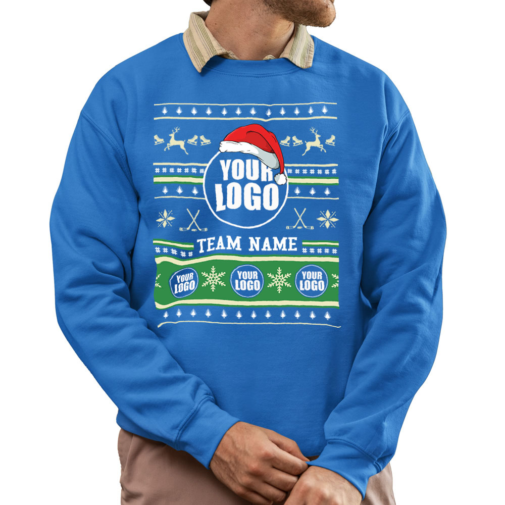 Epic Ice Hockey Custom Logo Ugly Xmas Sweatshirt 9