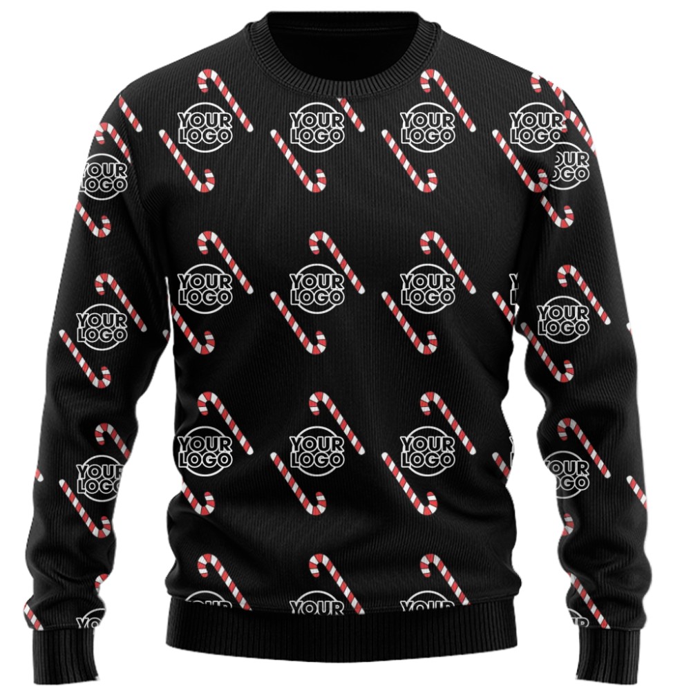 Festive Argyle Custom Logo Candy Cane Ugly Christmas Sweater 10