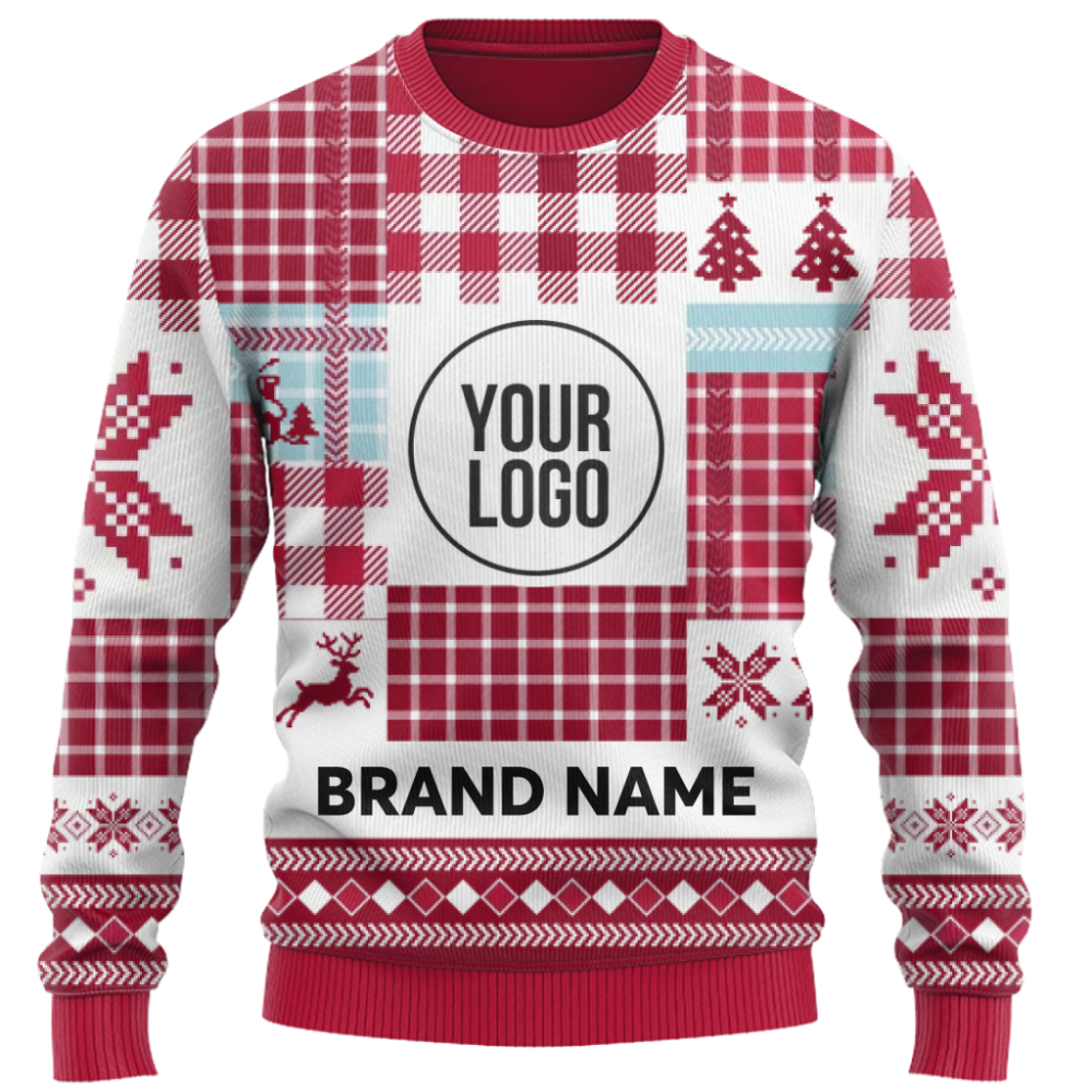 Festive Custom Business Logo Ugly Christmas Sweater for Company Teams 2