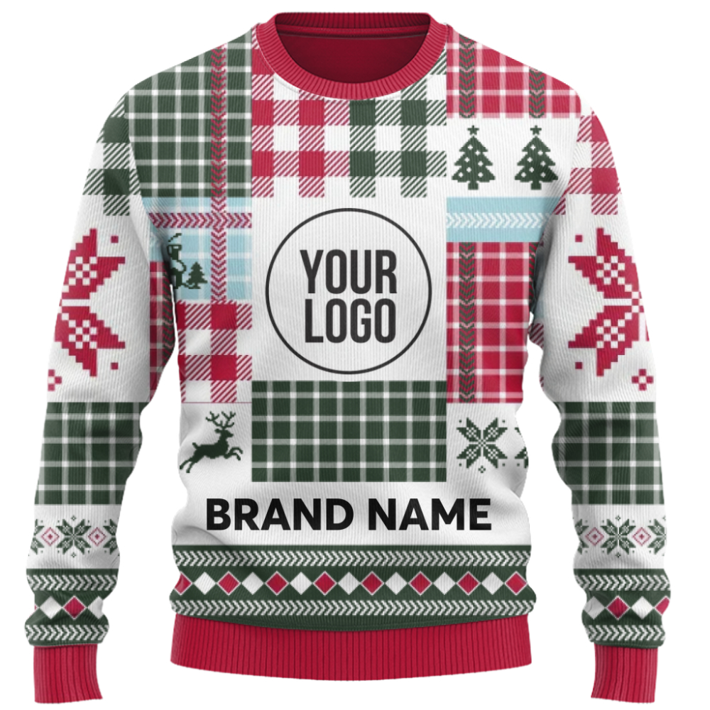 Festive Custom Business Logo Ugly Christmas Sweater for Company Teams 4