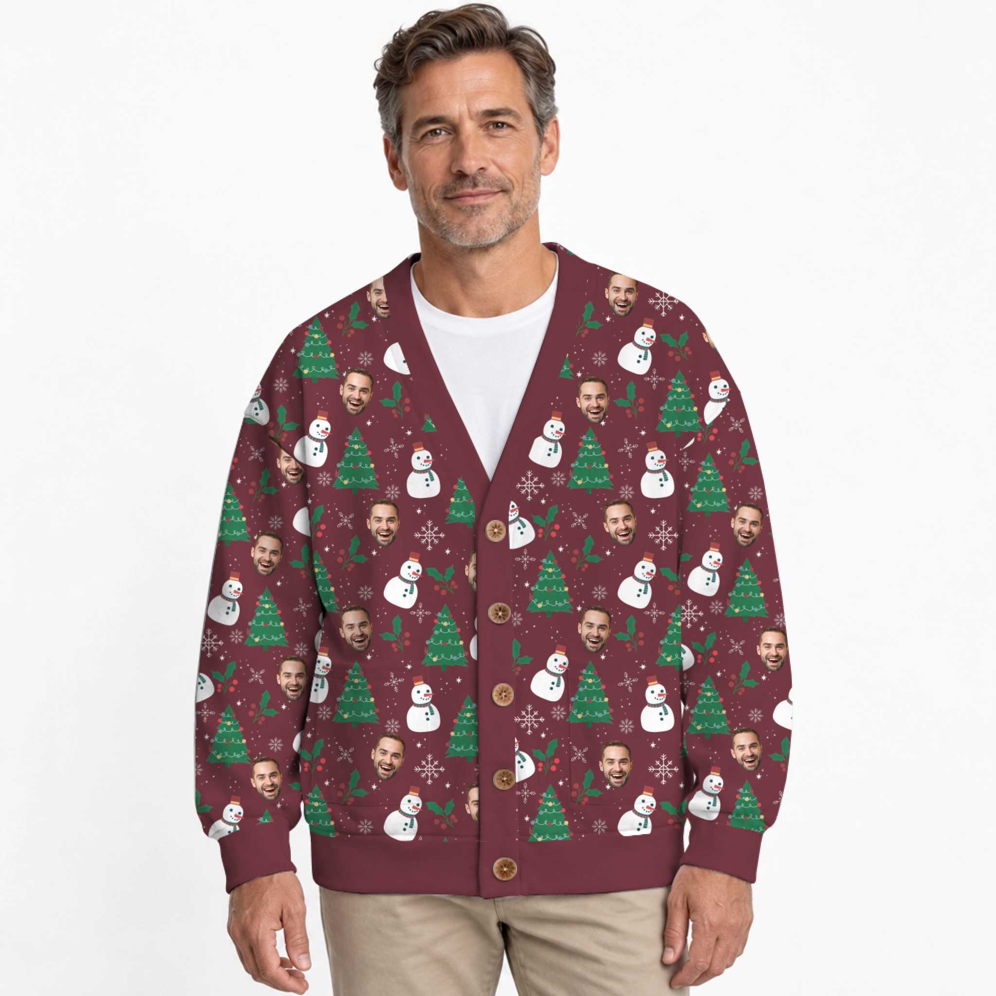 Festive Custom Faces Christmas Cardigan Unisex 10